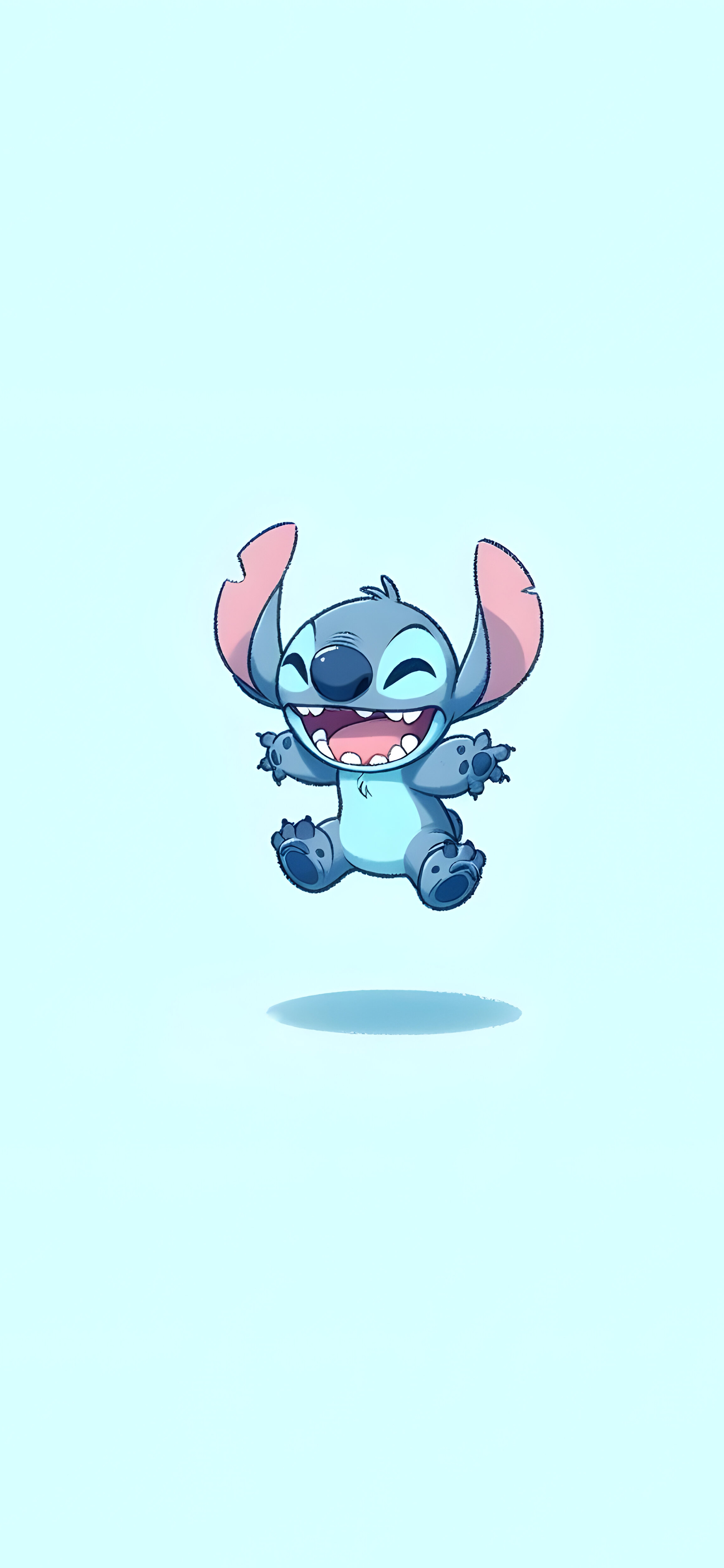 Stitch Happy Jump Minimalist Wallpaper