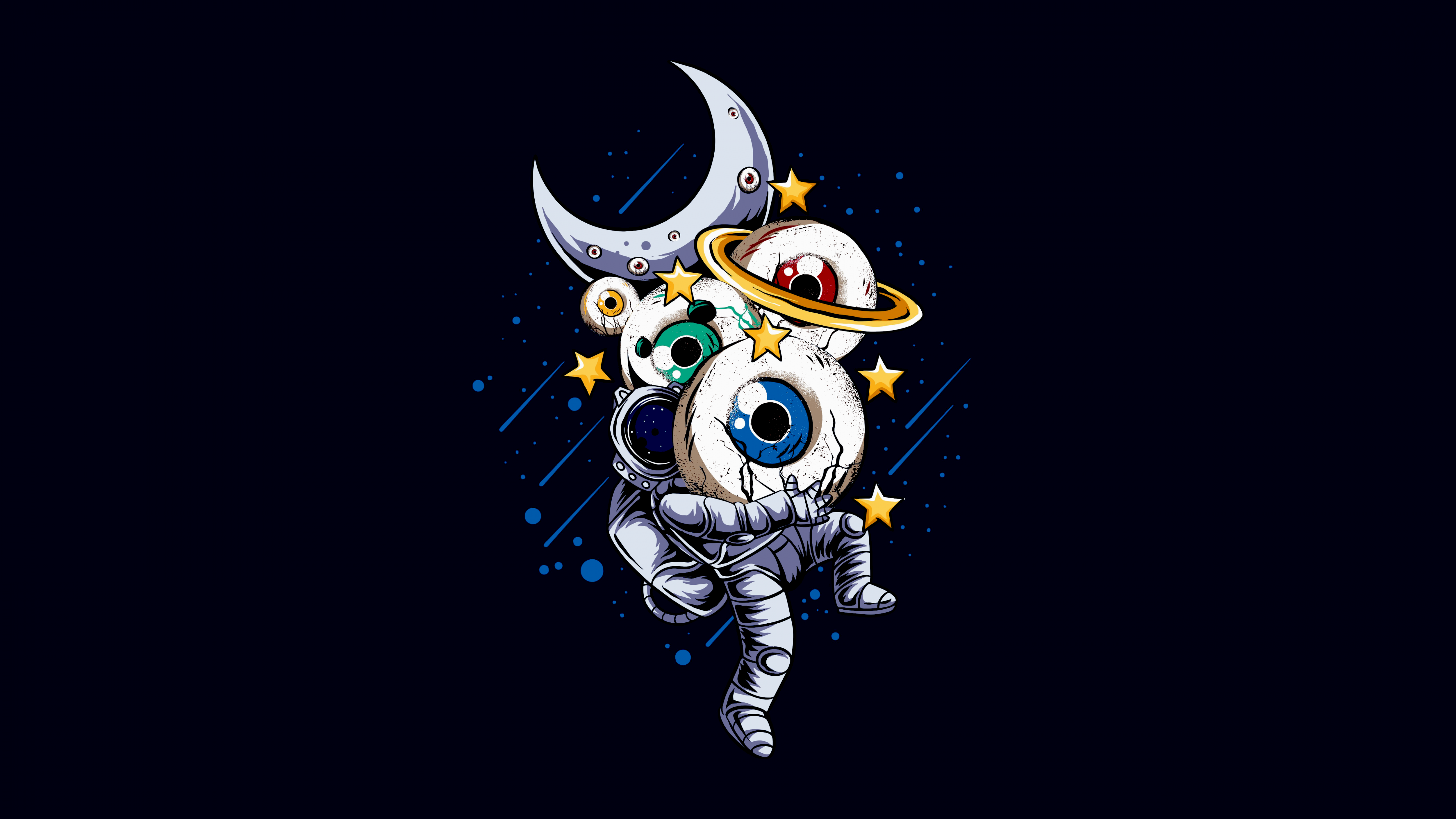 Weirdcore Wallpaper 4K, Astronaut, Eyes
