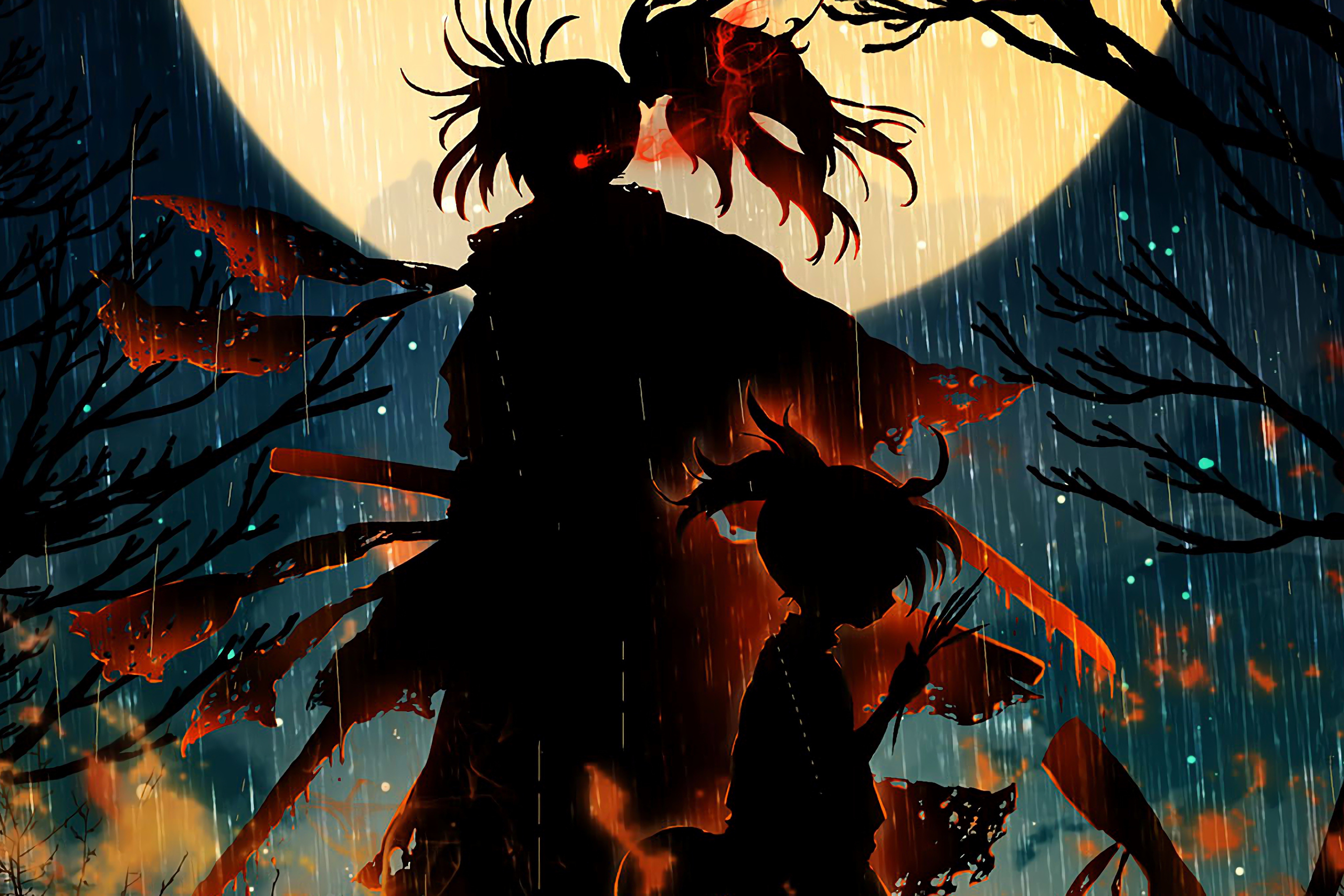 HD desktop wallpaper: Anime, Moon, Red