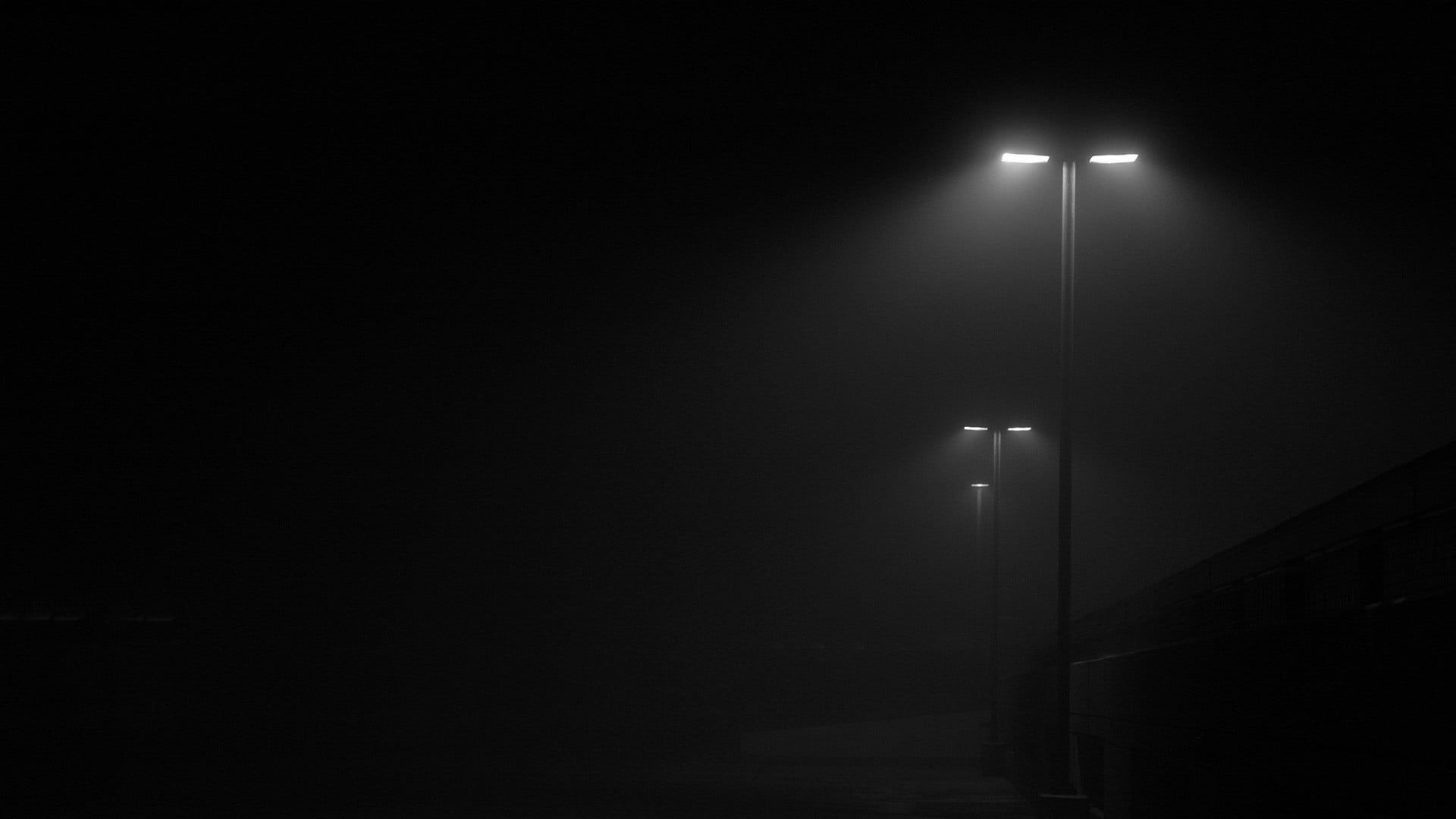Black Outdoor Lamp Wallpaper, Mist