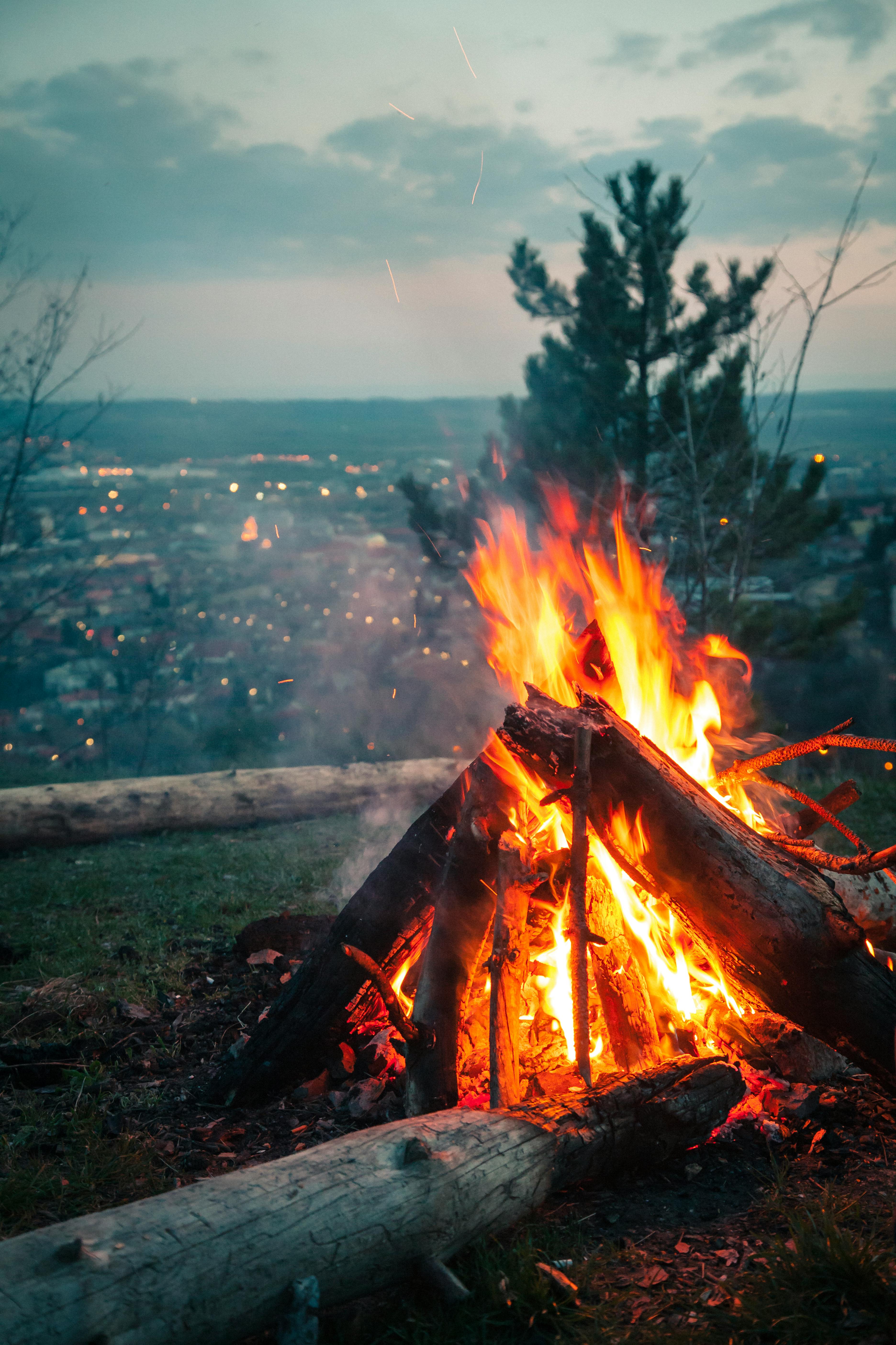 Photo of Bonfire Placed on High Ground