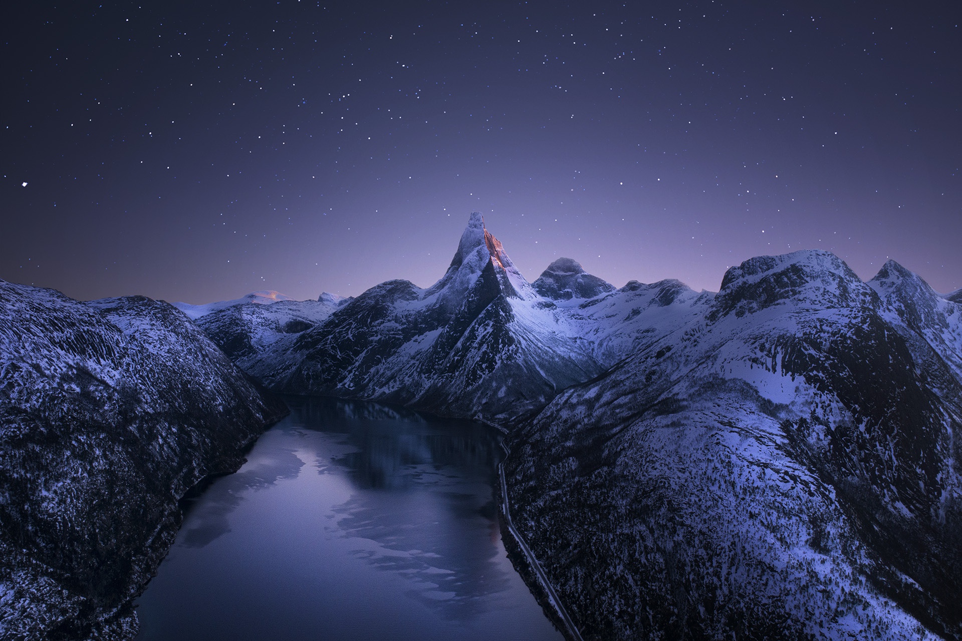 Download Norway Starry Sky Pond Peak
