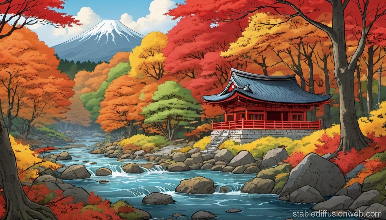 Japanese Autumn Forest Tranquil