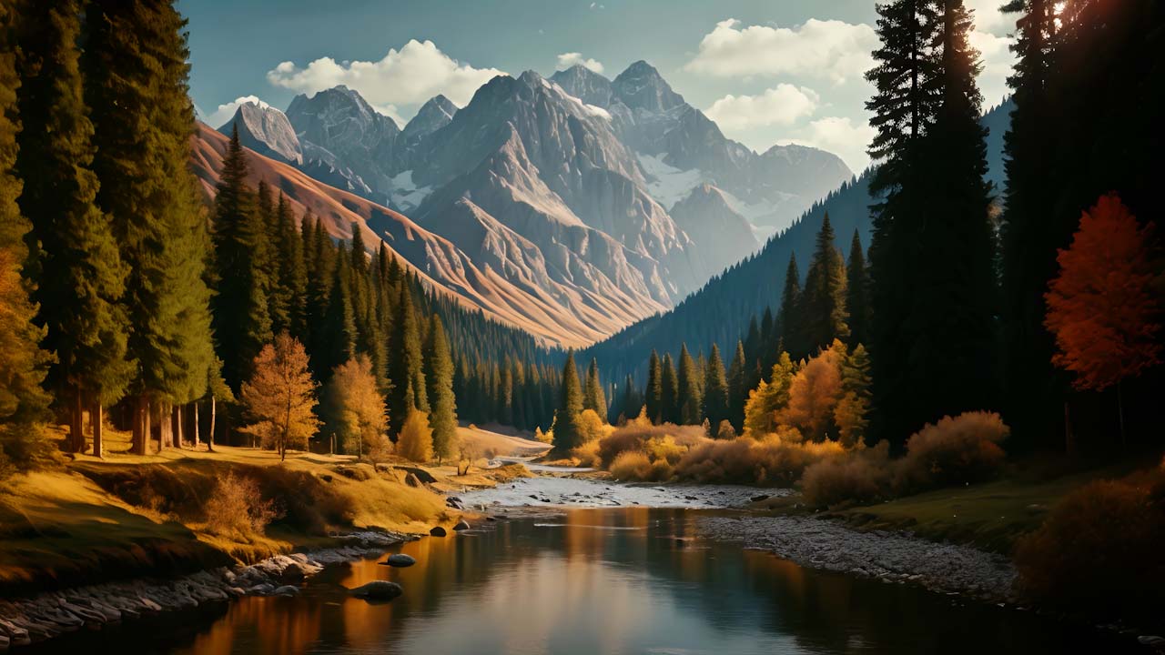 Tranquil Autumn Mountain Valley