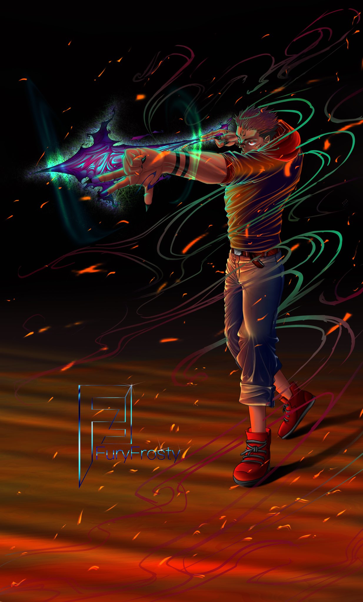 simple coloring of Flame Arrow Panel