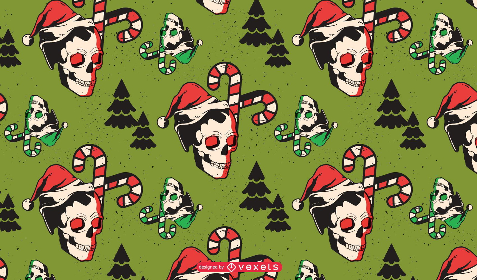 Christmas Skulls Pattern Design Vector Download