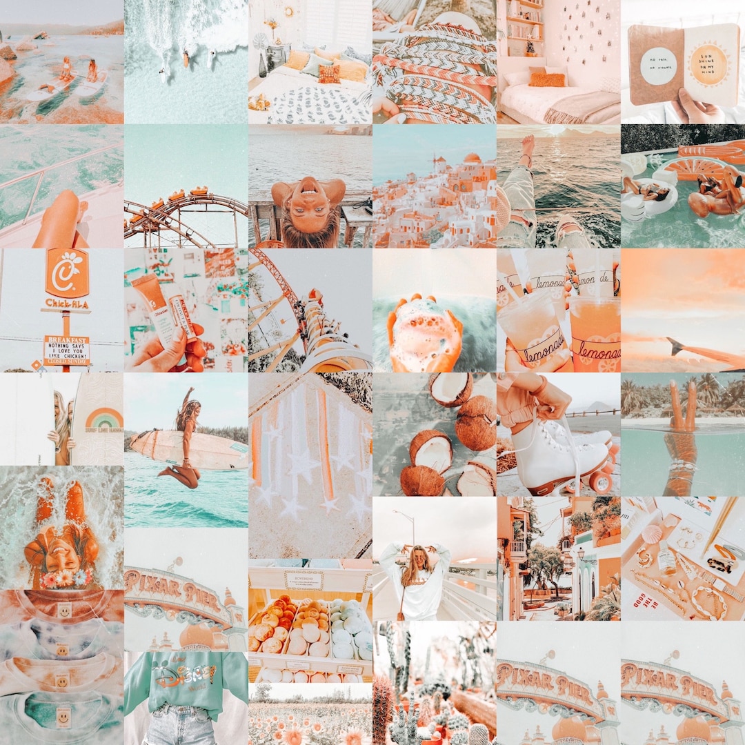 Orange and Teal VSCO Aesthetic Photo Collage Kit (download Only)