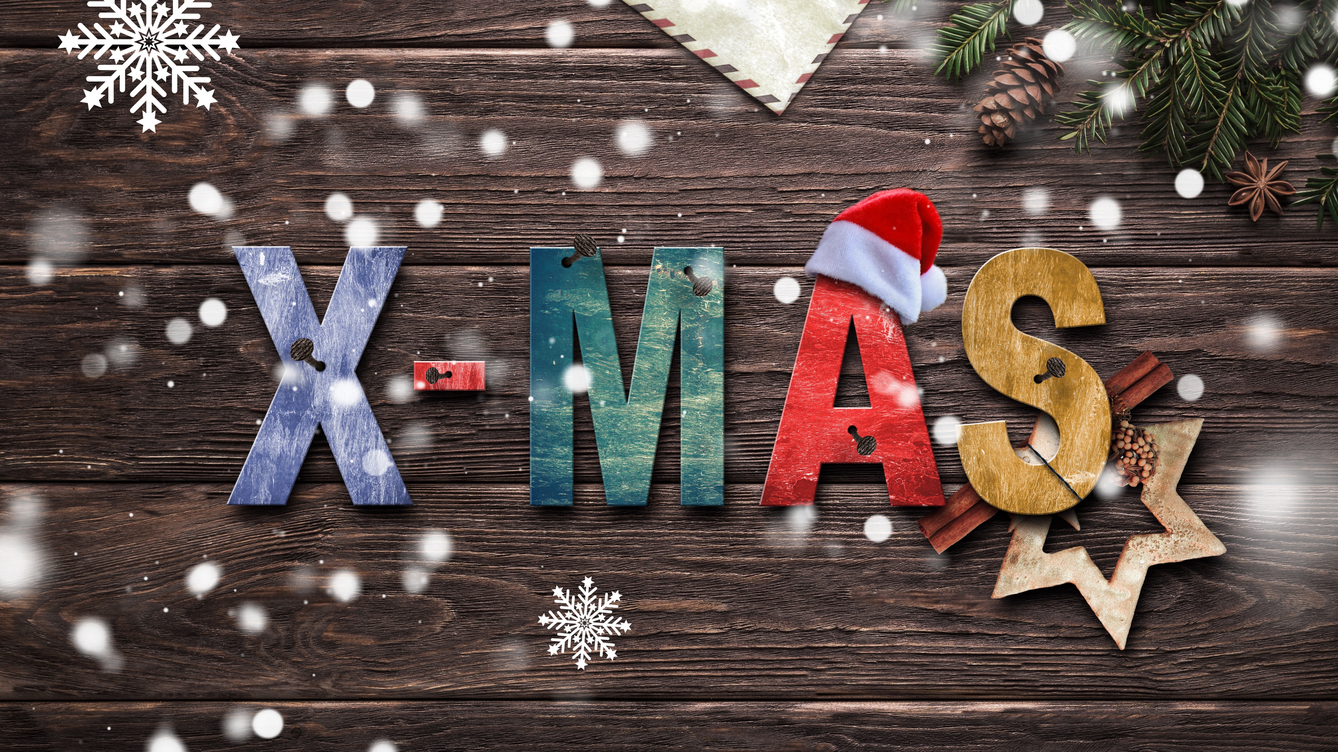 Christmas Wallpaper 4K, Wood