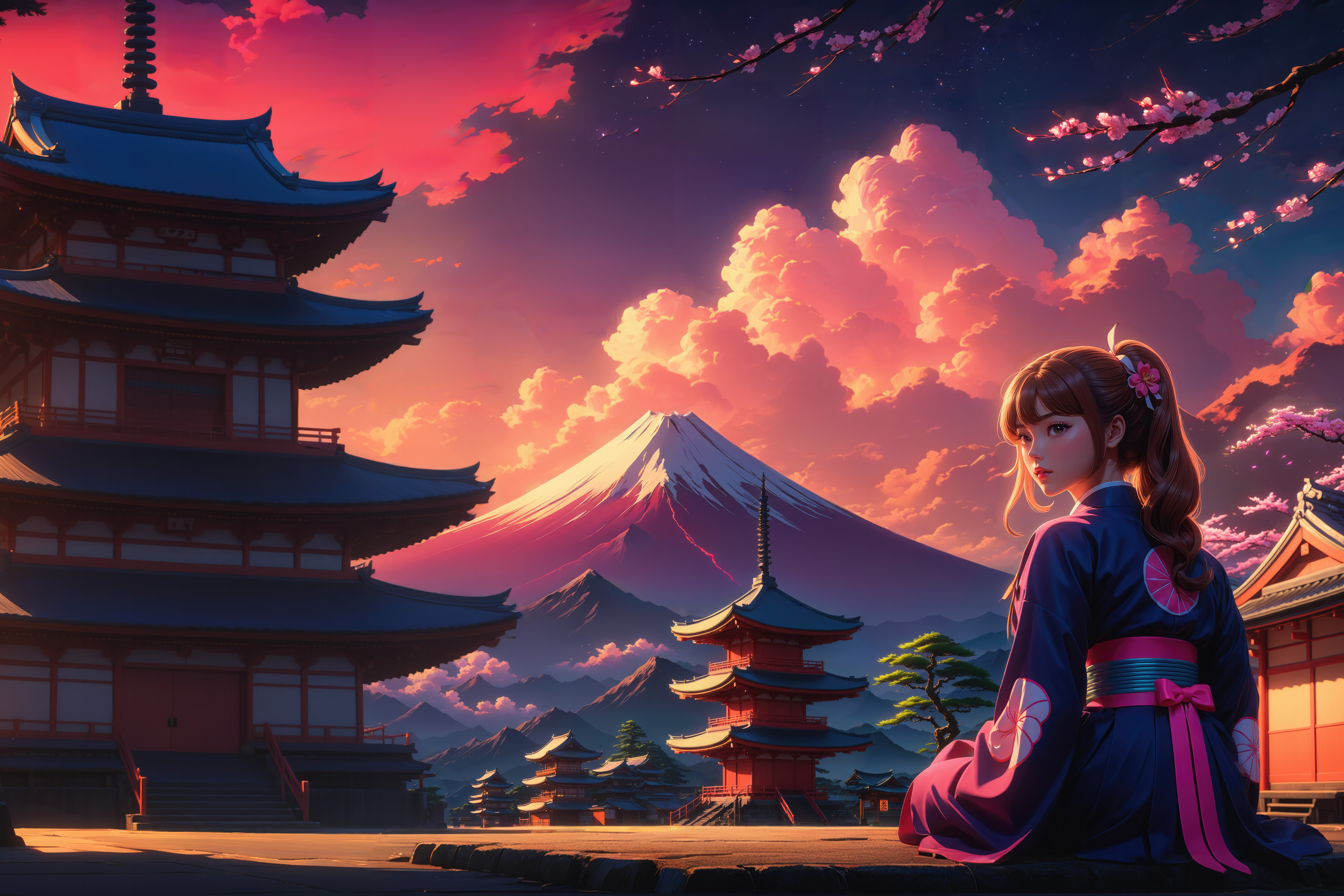 Japan Vibe Anime Girl Temple