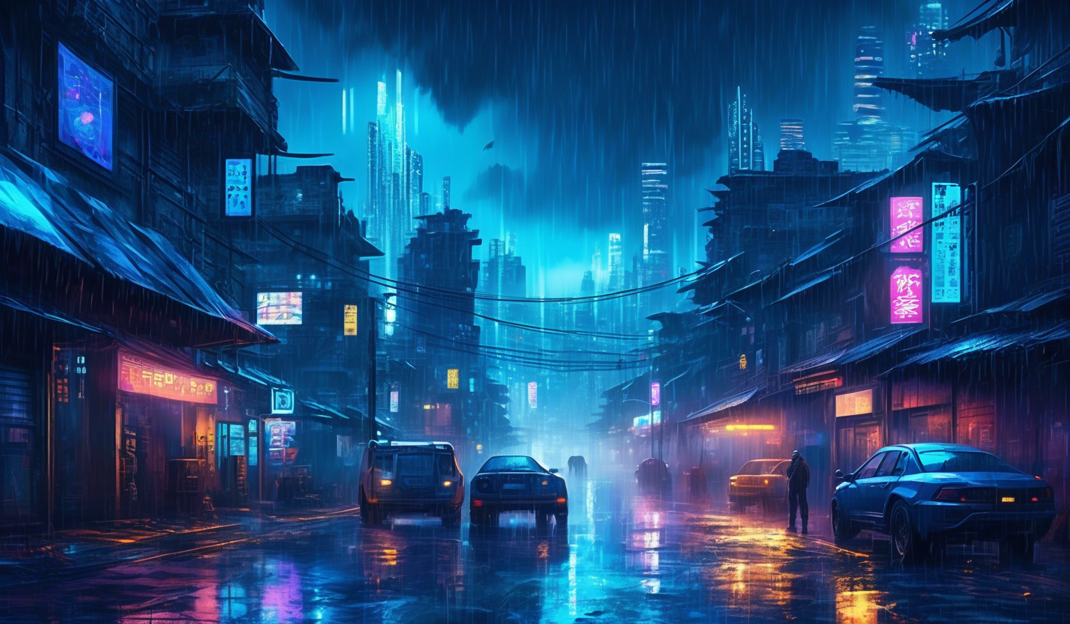 Cyberpunk Dreamscape Neon Reflections