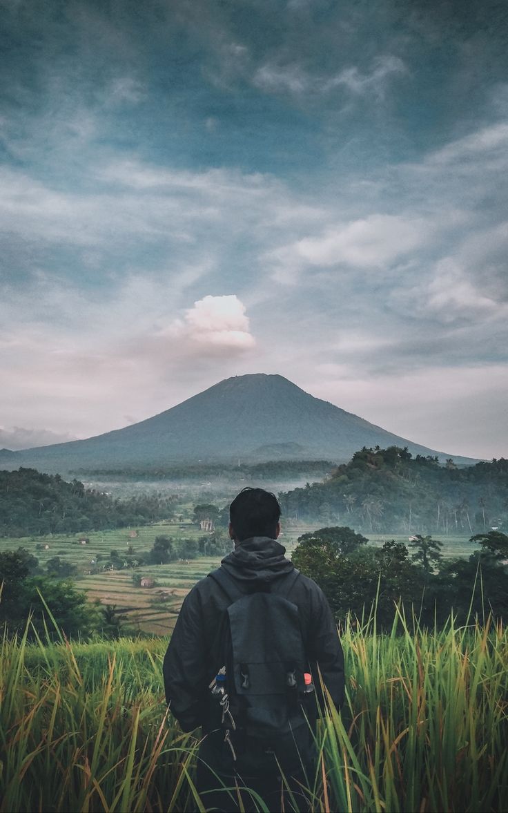 Wallpaper landscape volcano man nature