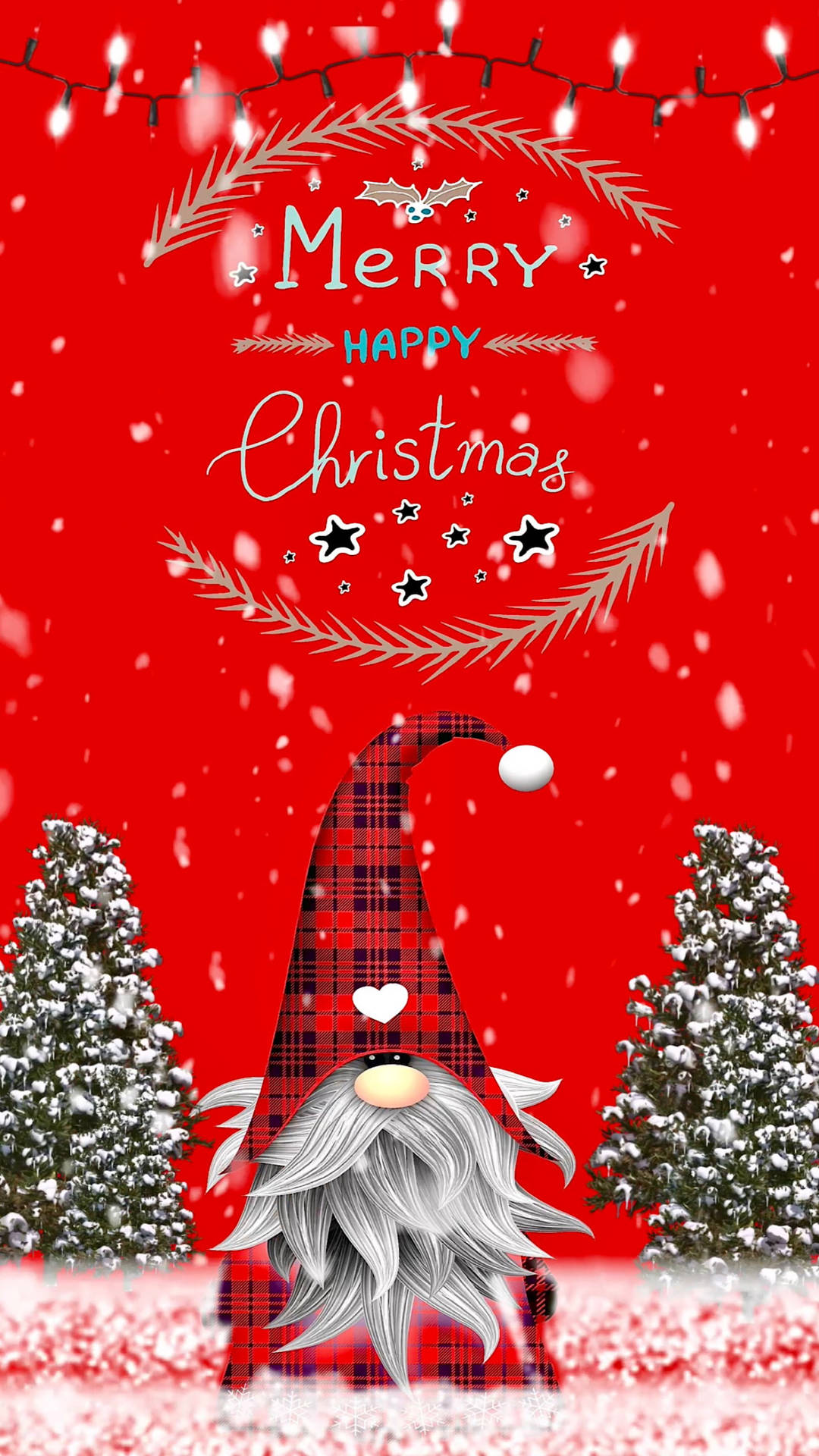 Cute Merry Christmas Plaid Gnome