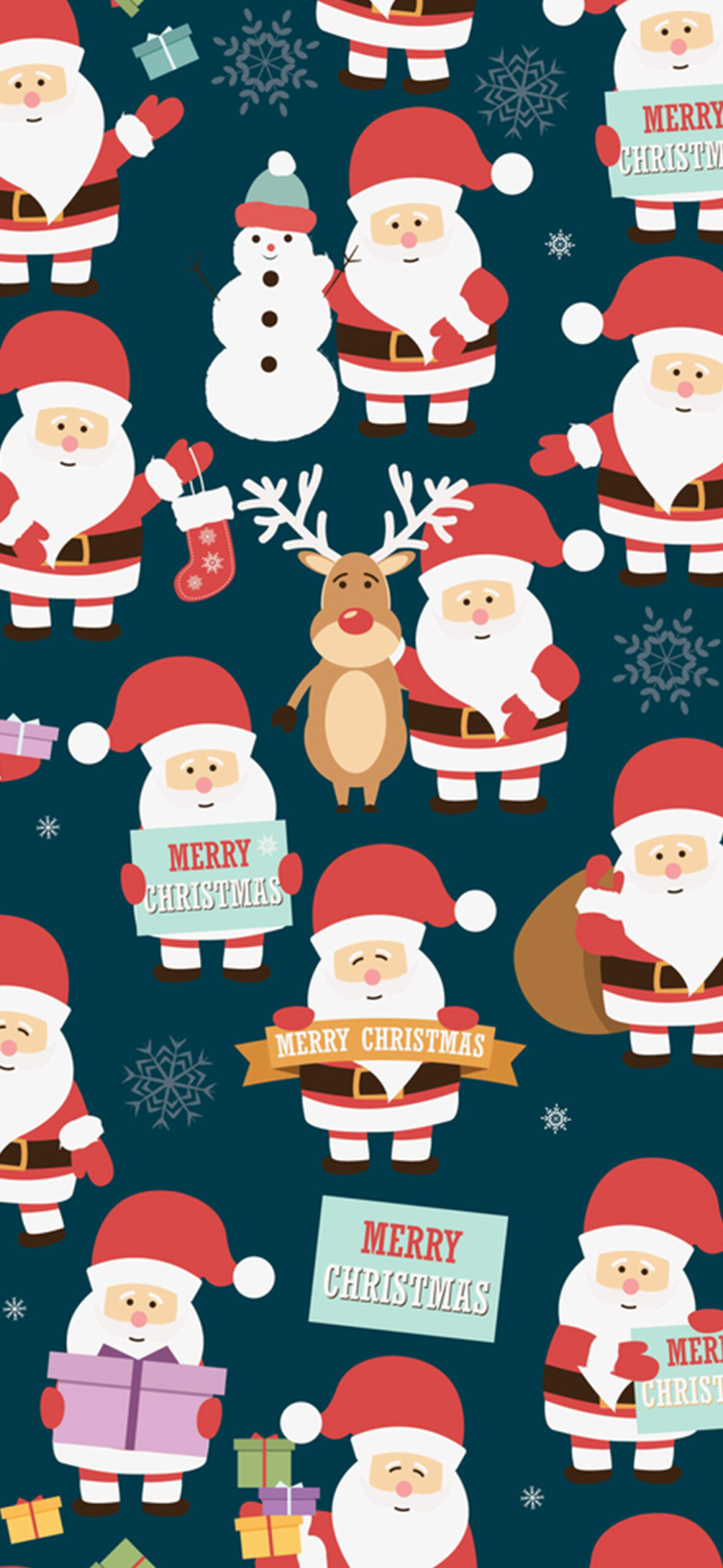 Merry Christmas Cute Pattern Wallpaper