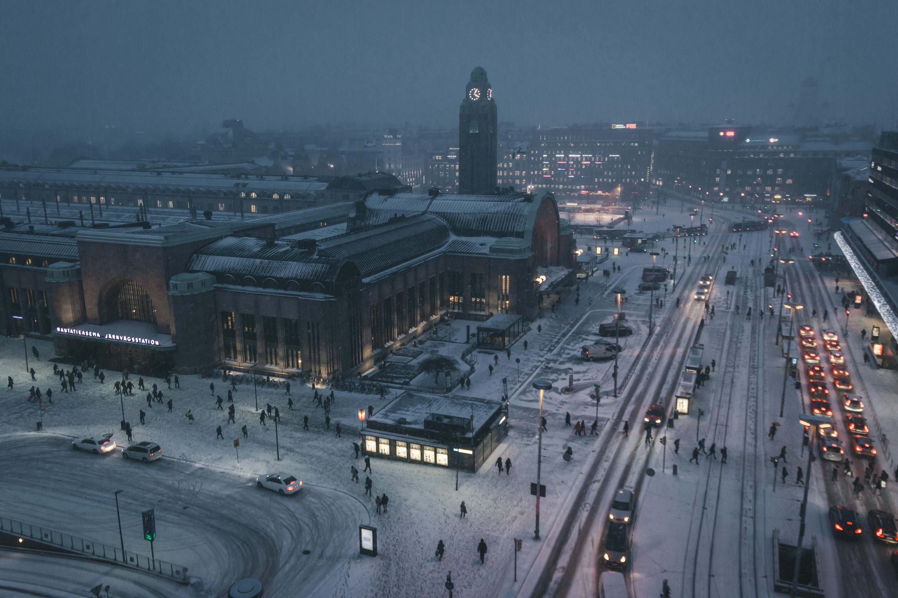 Aerial photography of street at night