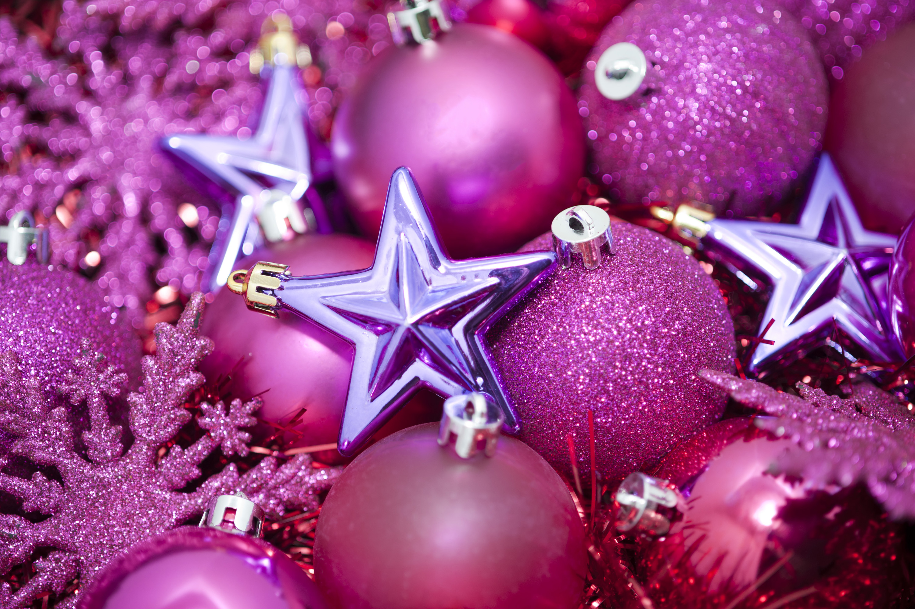 pink glittery stars and baubles