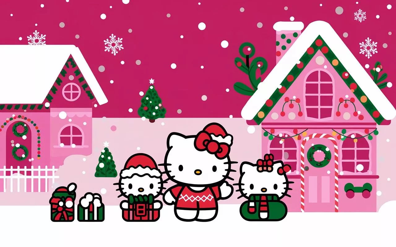 Christmas Pink Hello Kitty Wallpaper