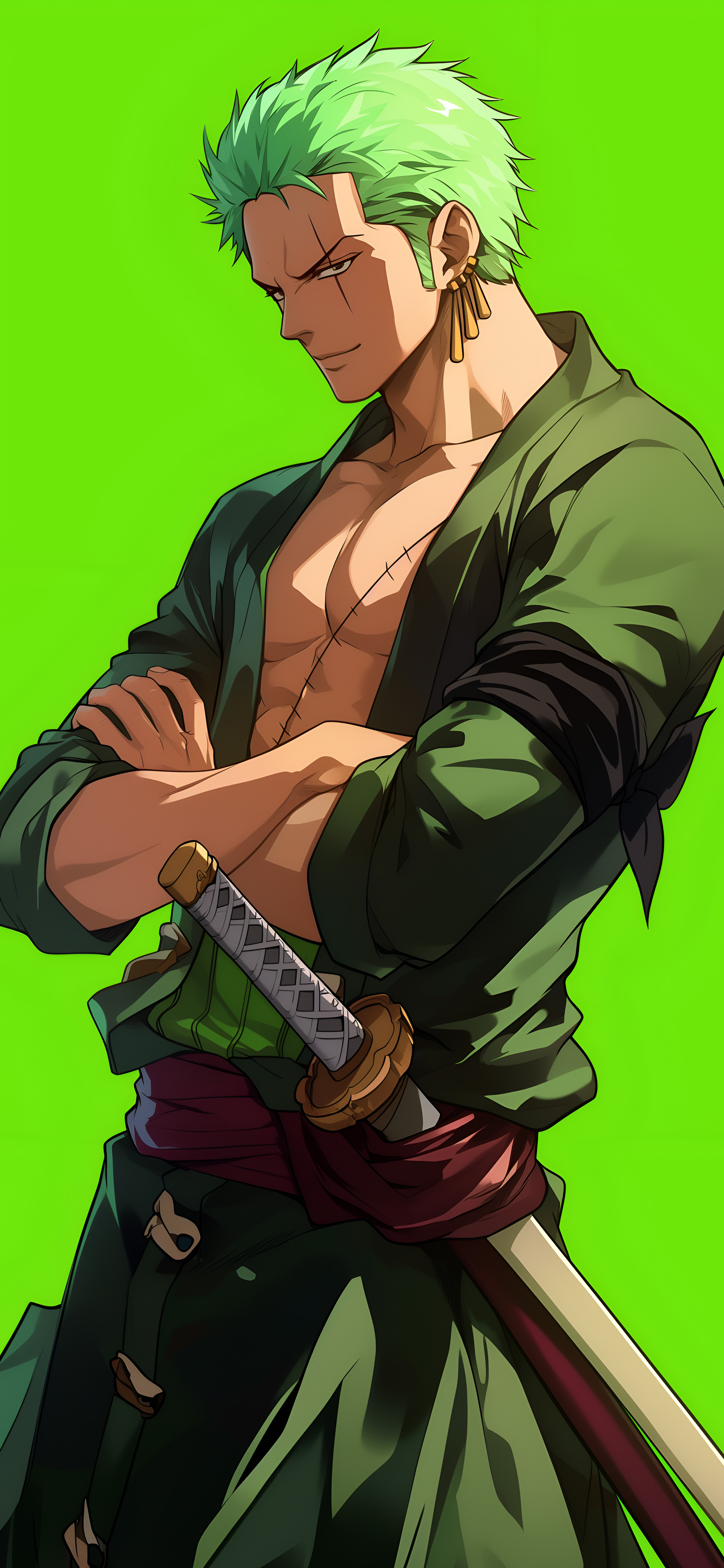 Roronoa Zoro One Piece Green Background