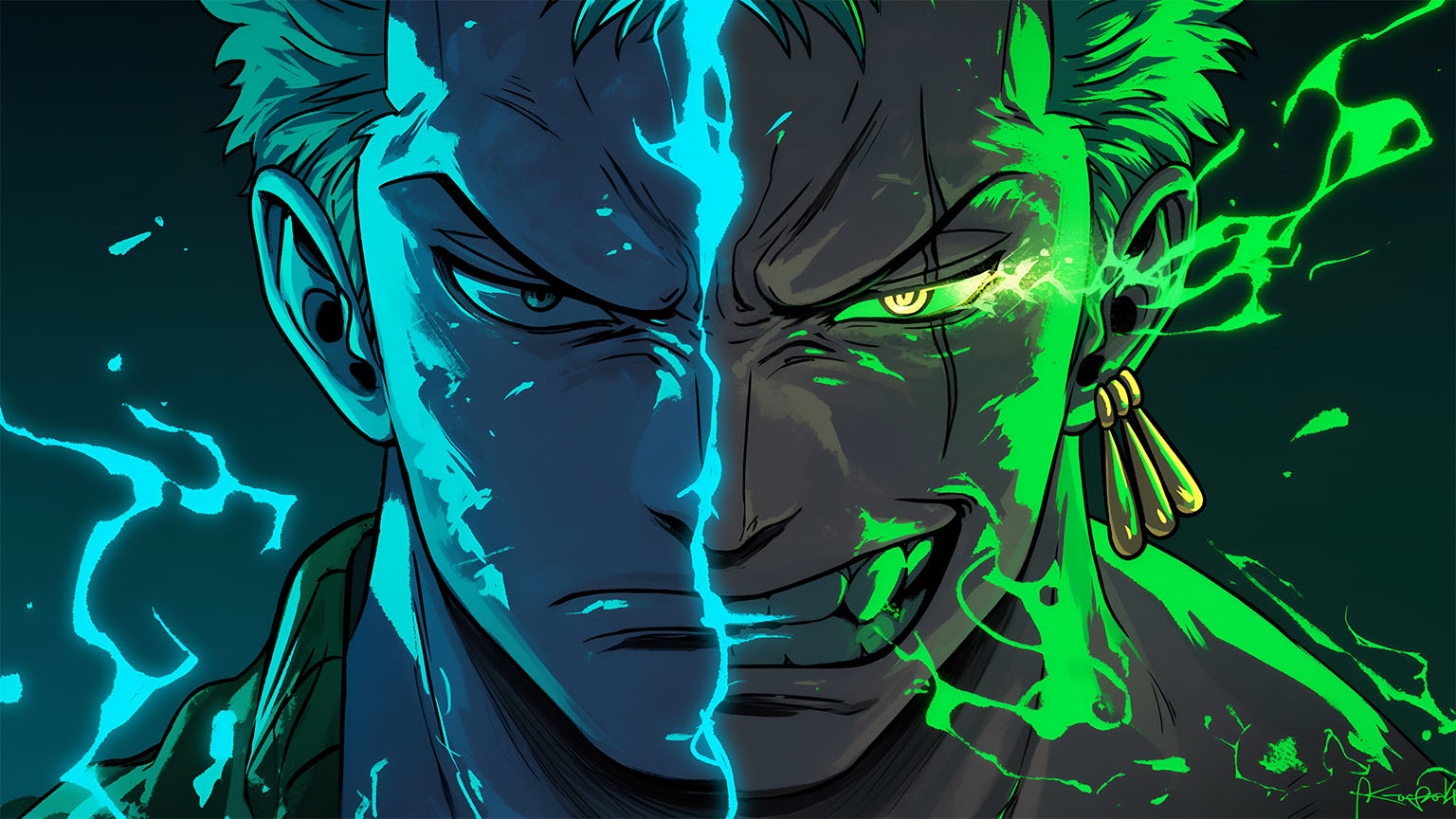 One Piece Zoro Split Face Desktop