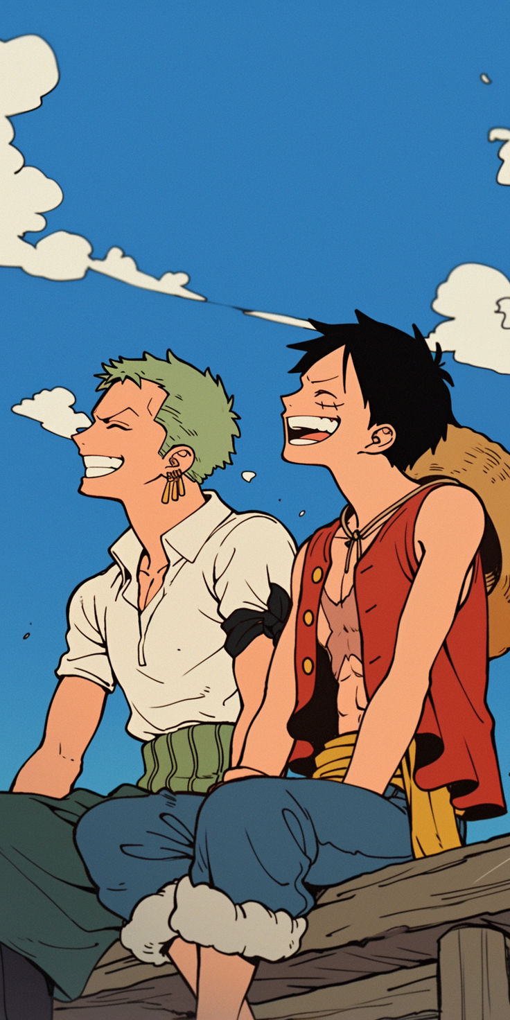 Luffy & Zoro Phone Wallpaper in 2024