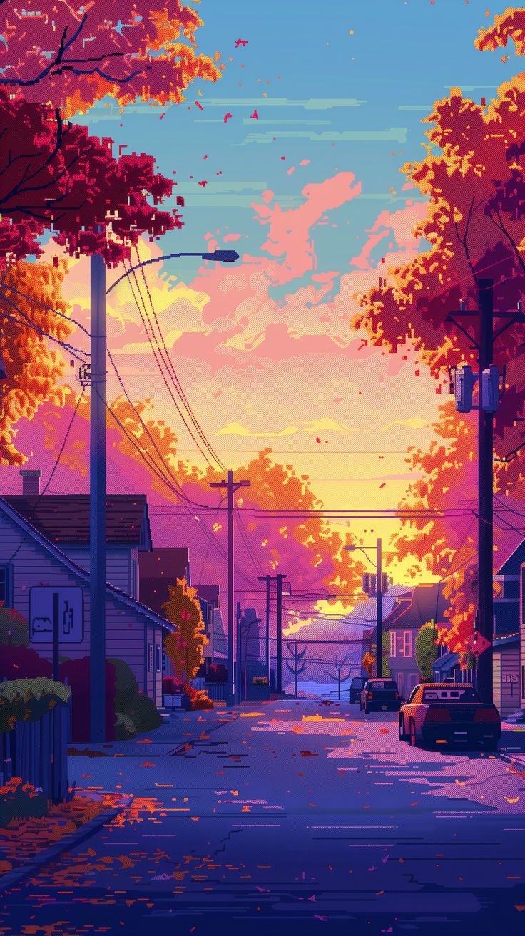 Cozy Pixel Art Town Wallpaper Series 2.3
