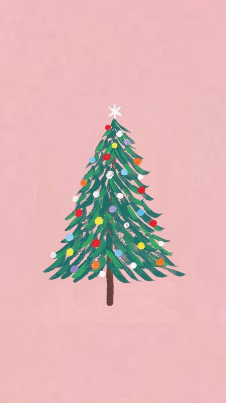 Pink Christmas tree phone wallpaper