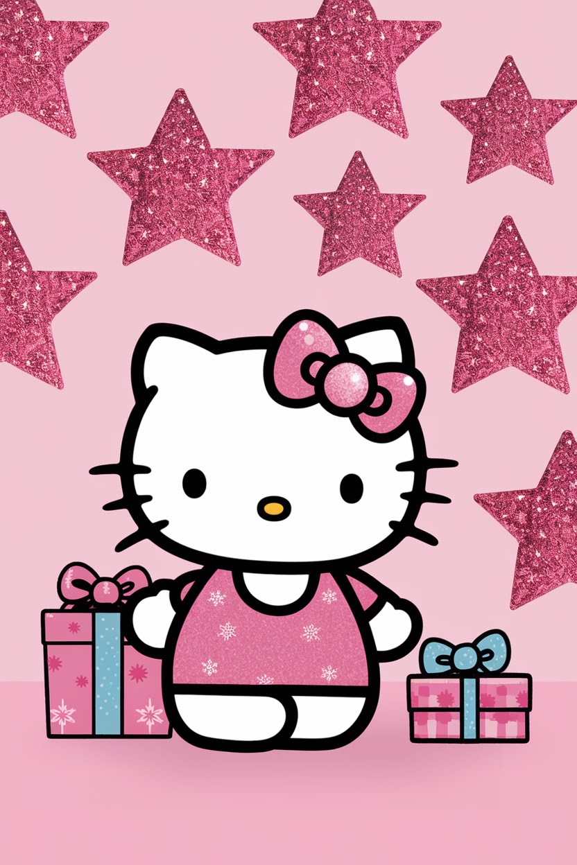 Christmas Pink Hello Kitty Wallpaper