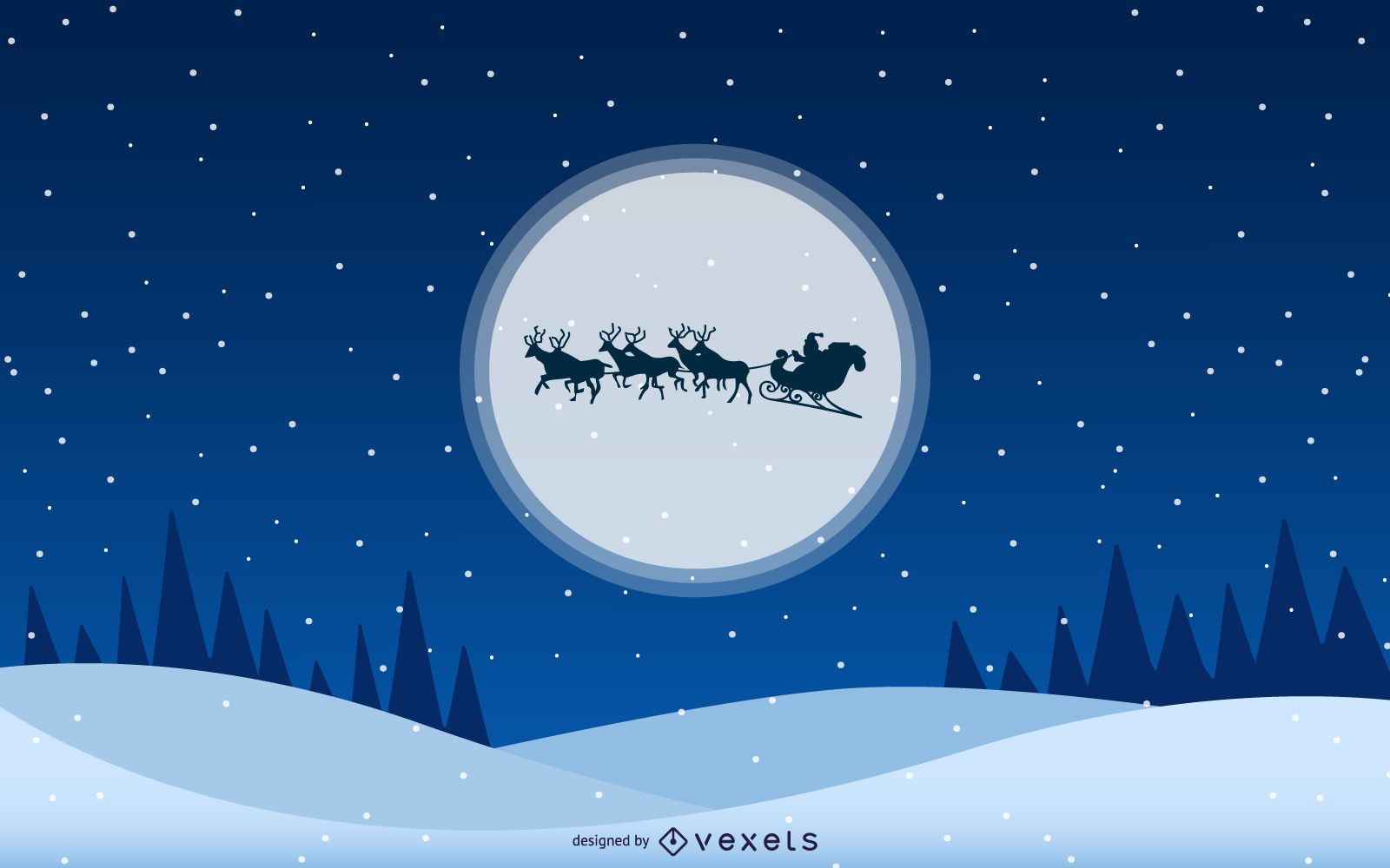 Santa Moon Christmas Background Vector