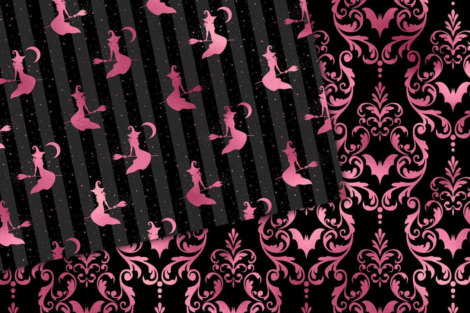 Hot Pink Halloween Digital Paper