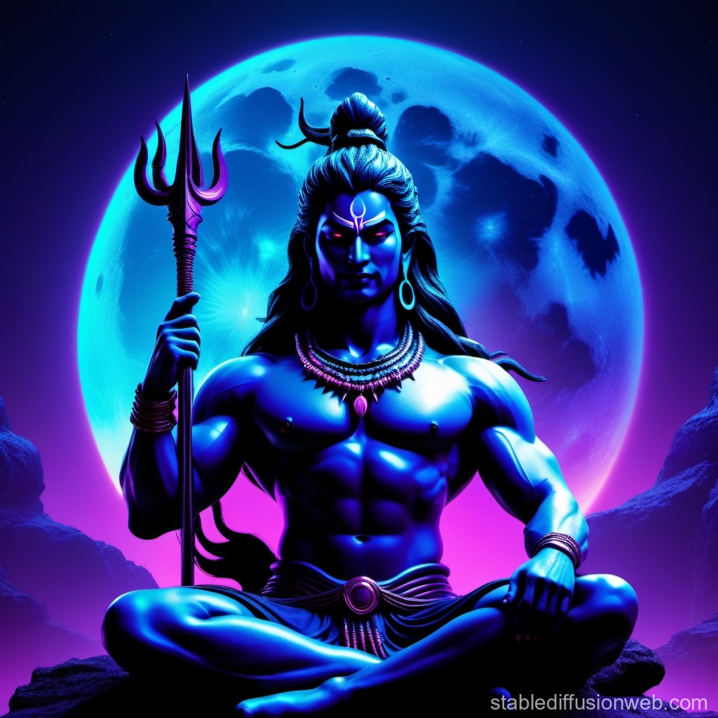 Angry Shiva with Glowing Third Eye