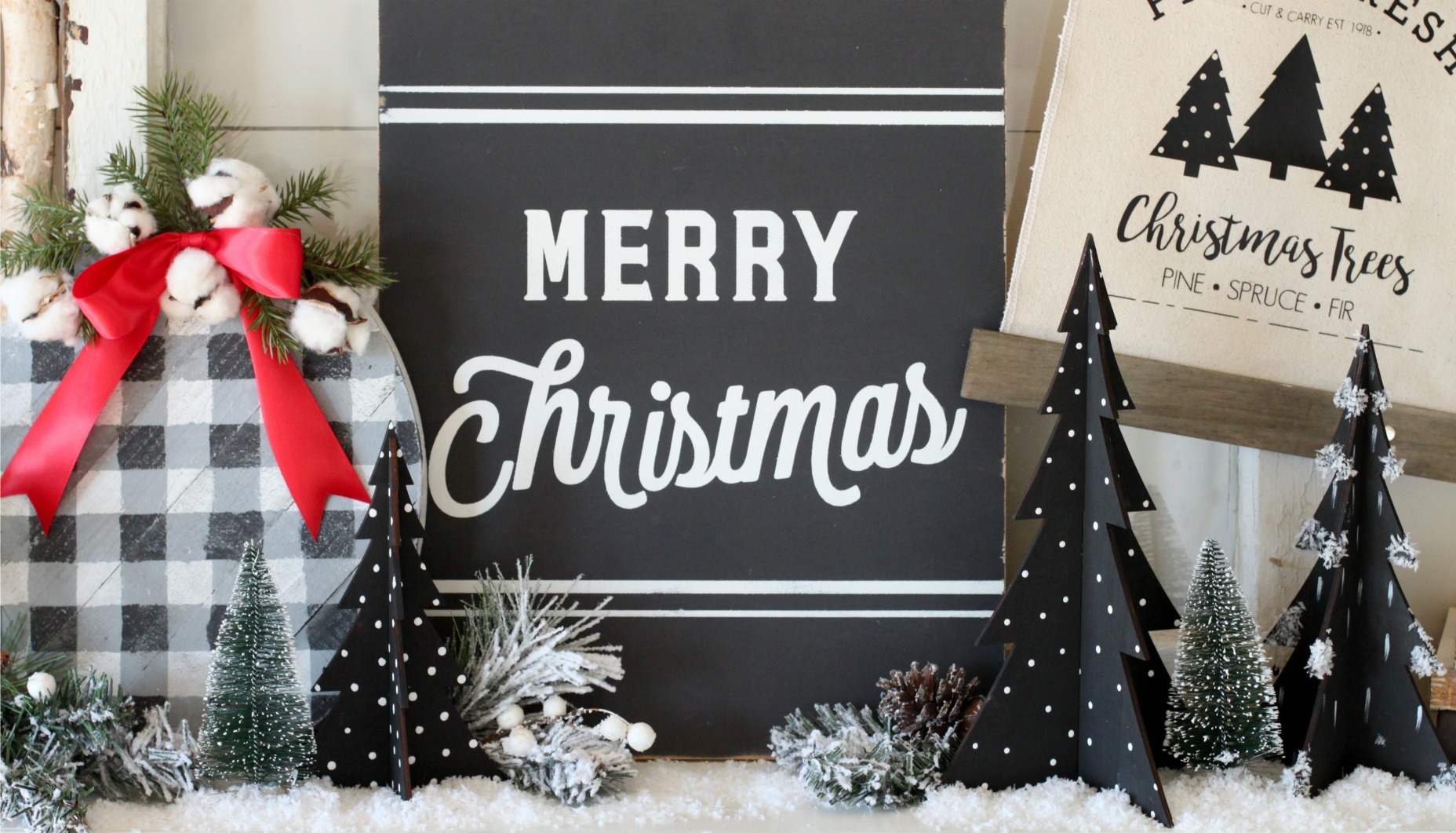 White Farmhouse Christmas Mantel