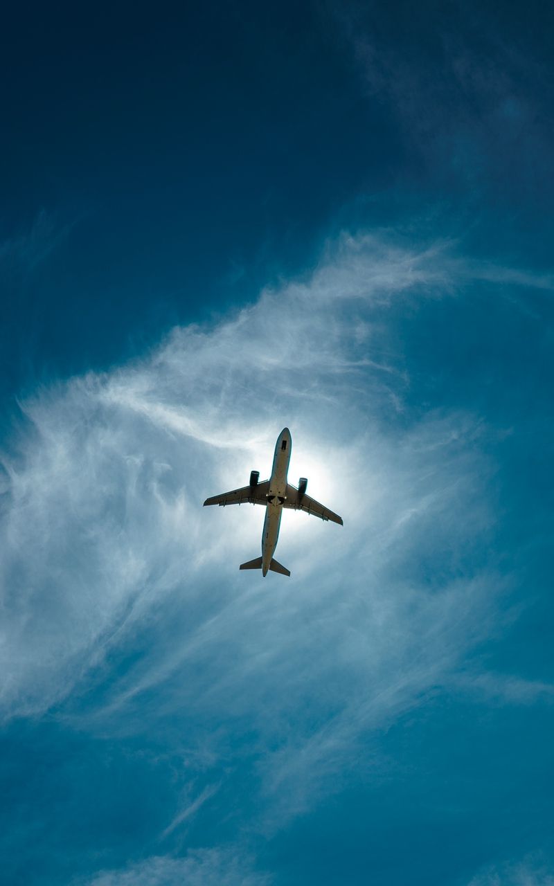 Wallpaper airplane clouds sky height flight