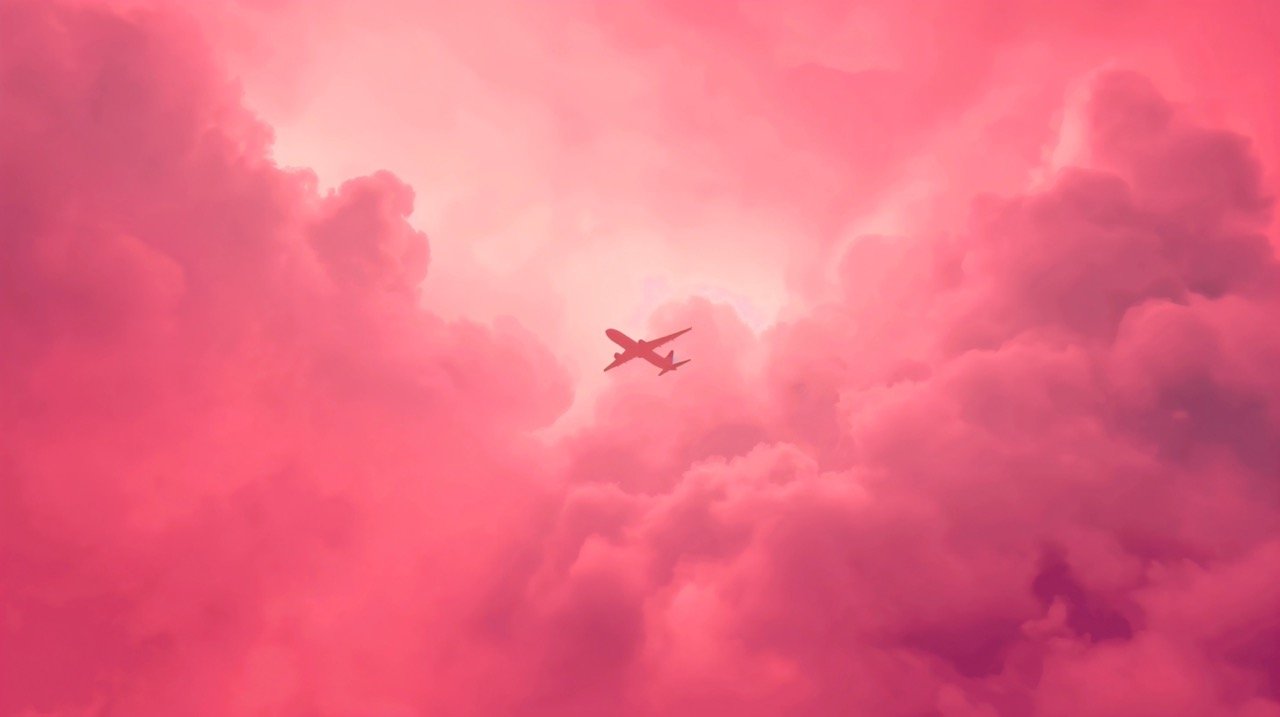 Plane in Pink Sky Wallpaper