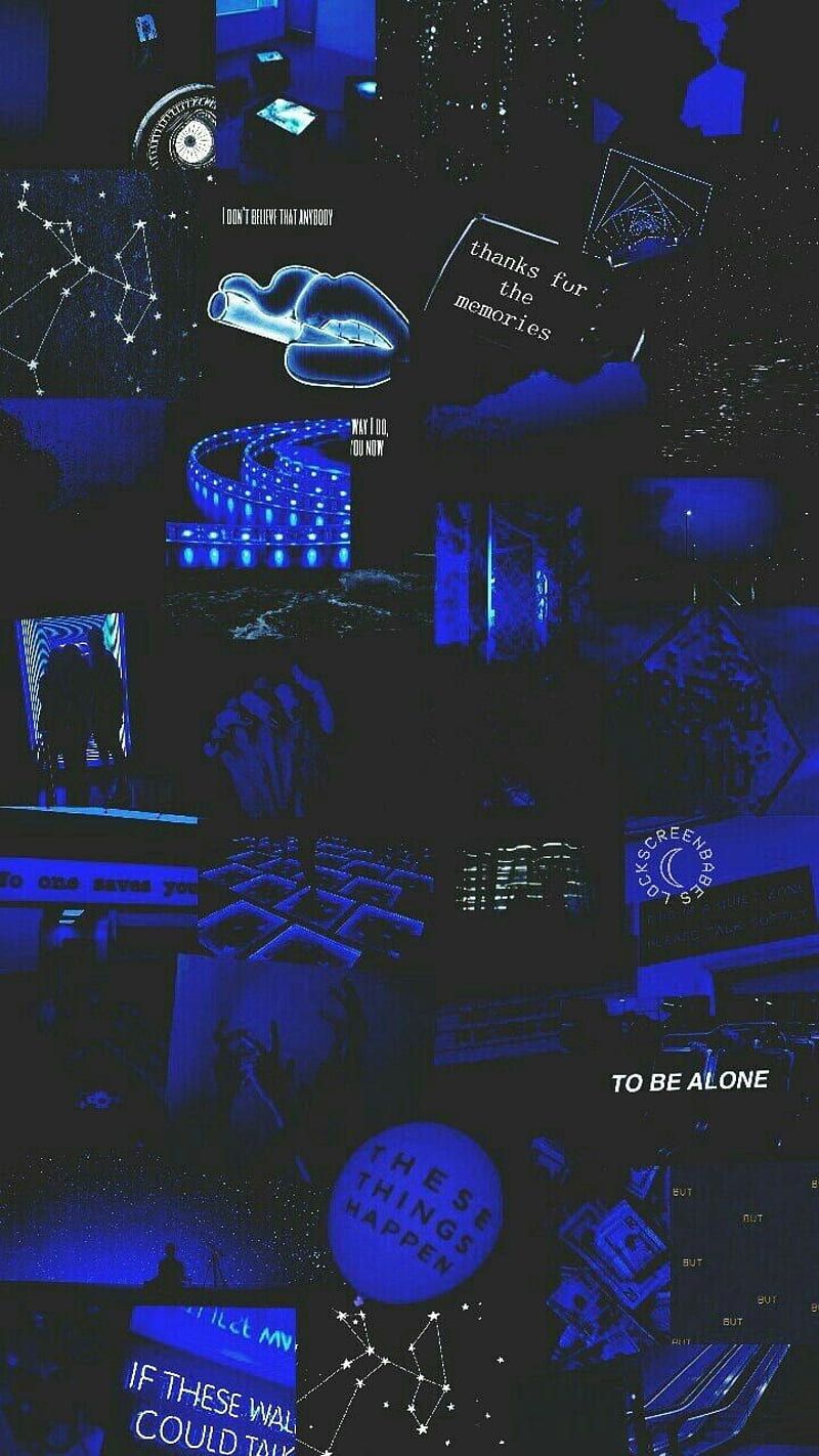 BLUE DARKNESS, aesthetic, collage, dark