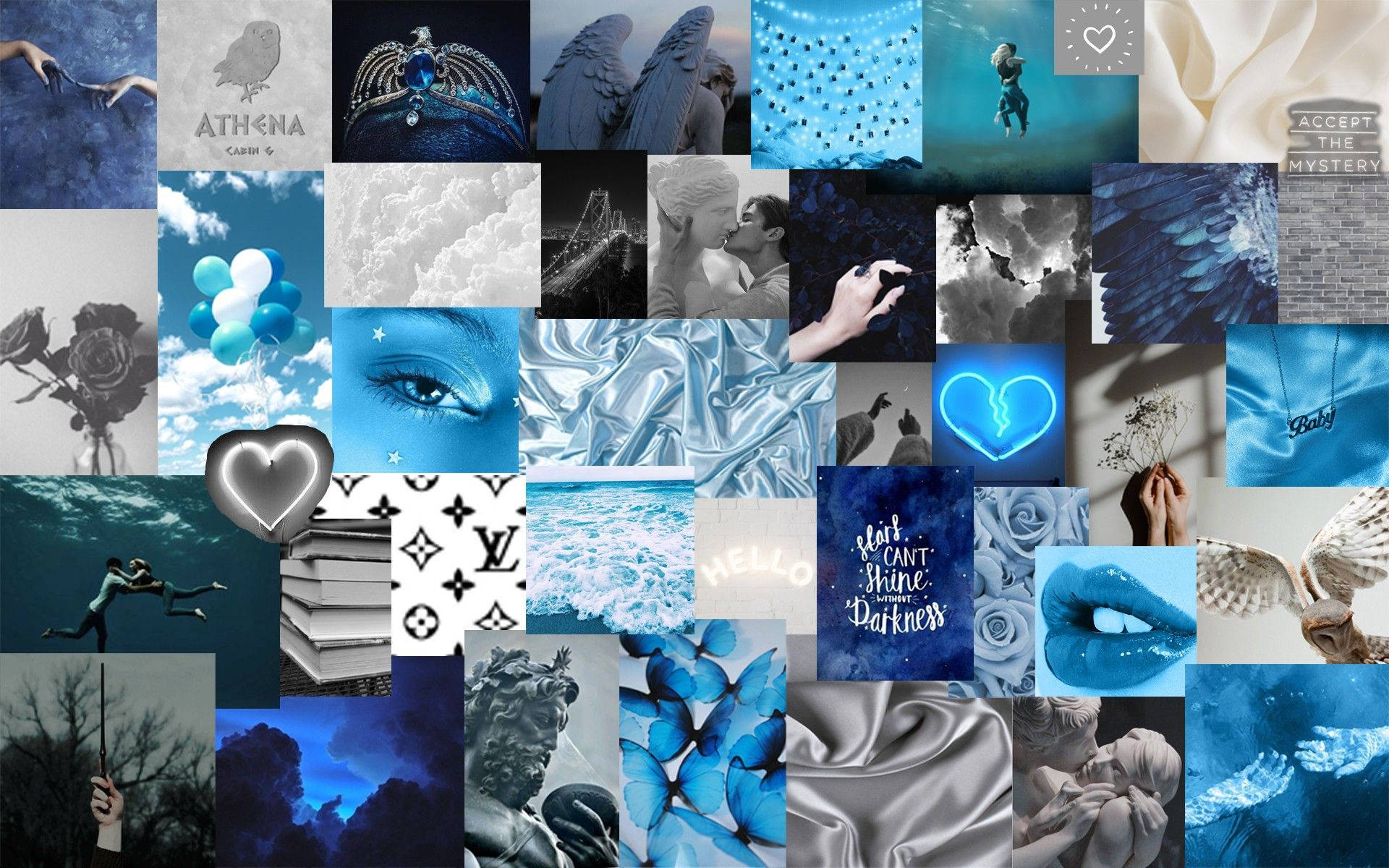 Blue Collage Aesthetic Wallpaper
