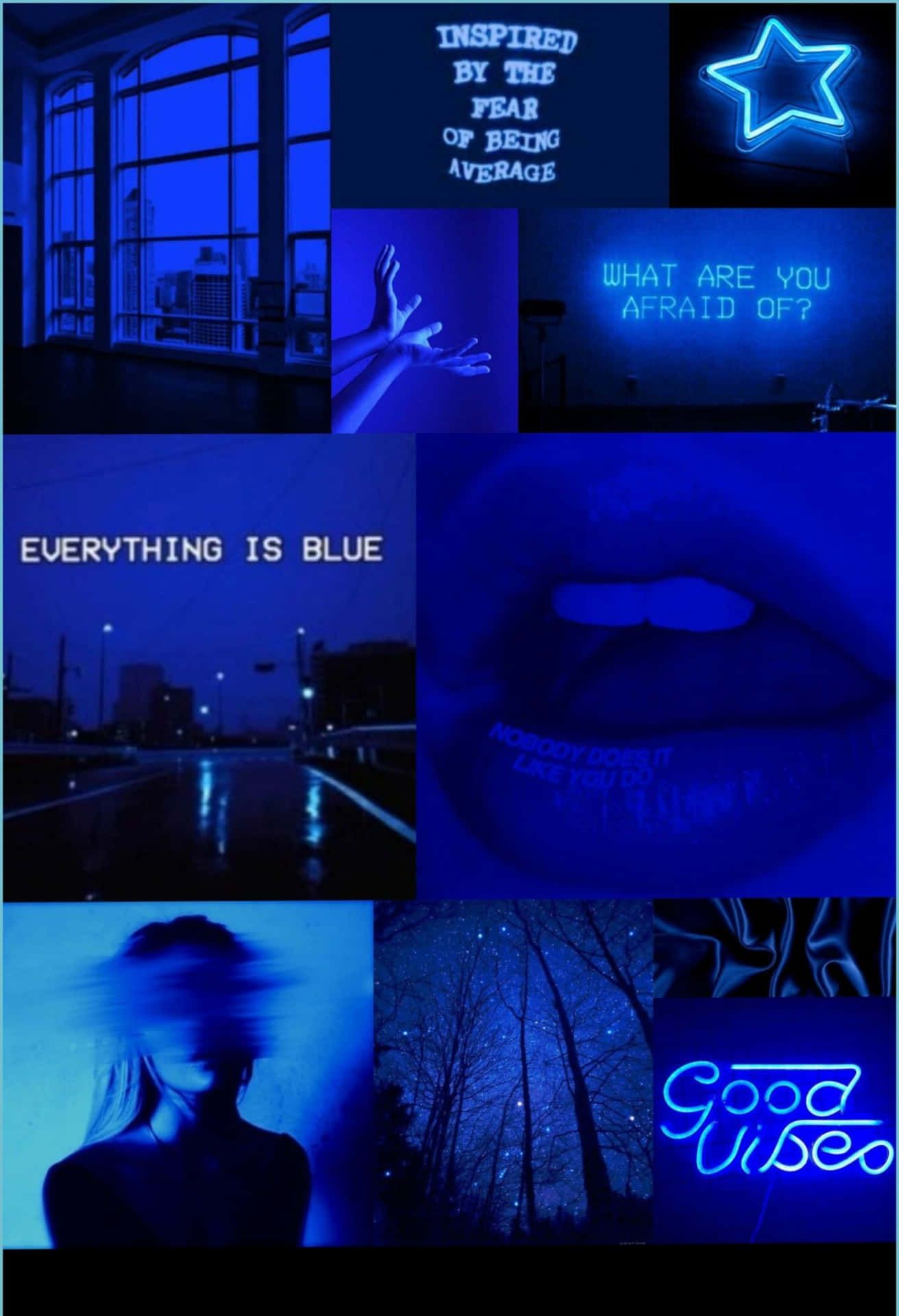 Aesthetic Blue Collage Wallpaper