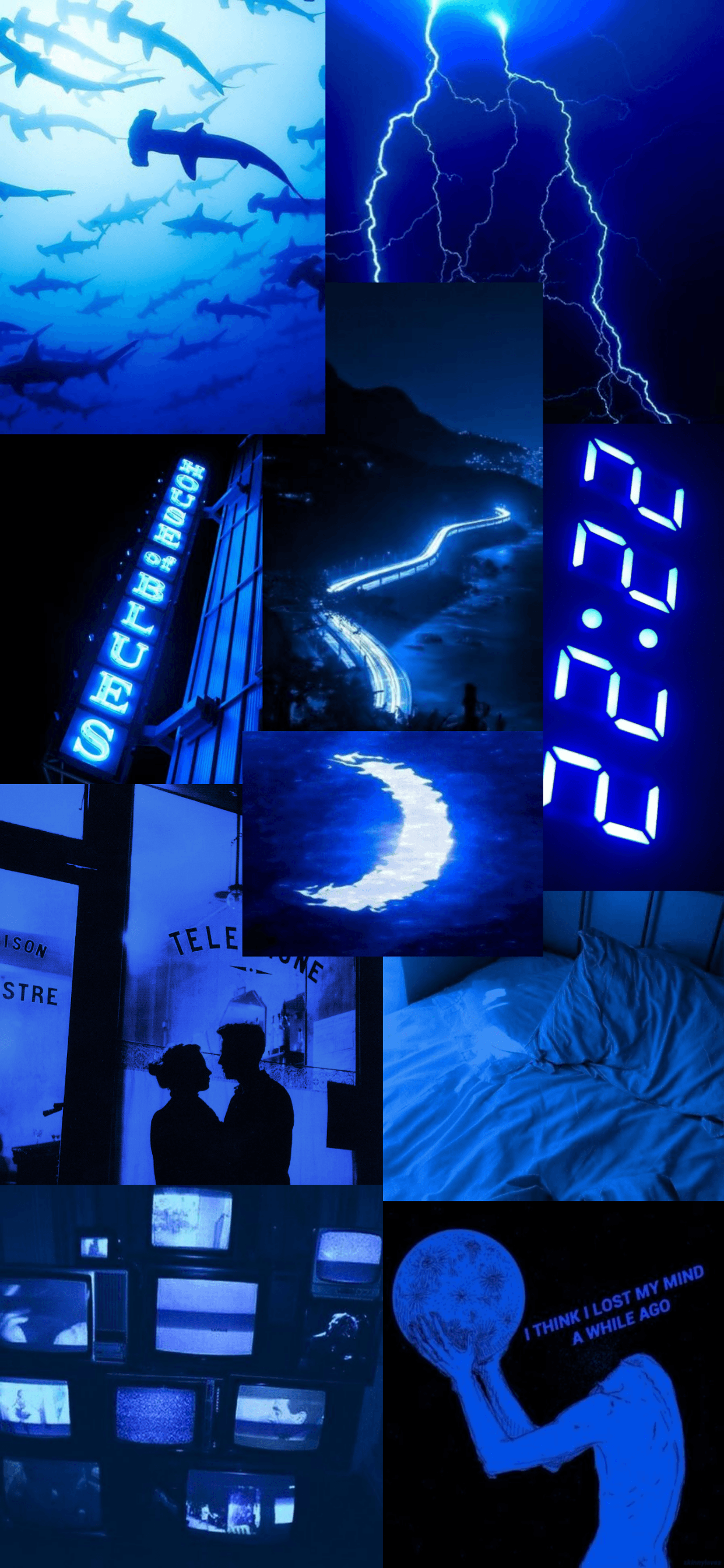 navy blue aesthetic collage wallpaper