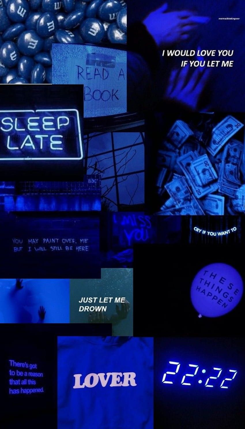 Dark blue collage HD phone wallpaper