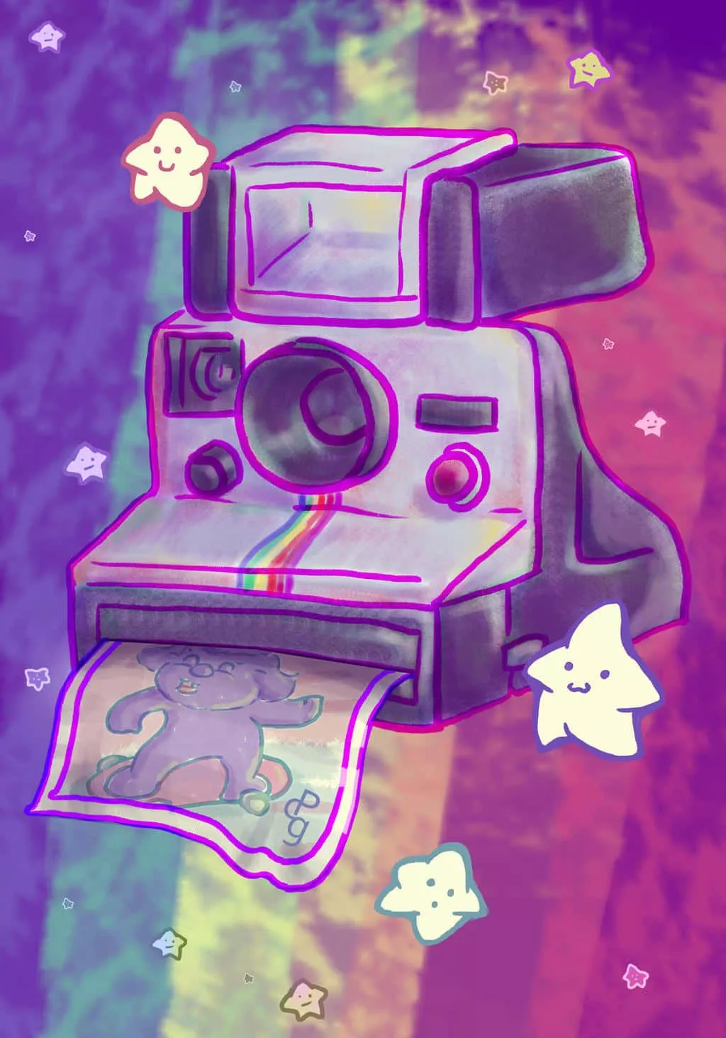 Download Pink Rainbow Polaroid Camera