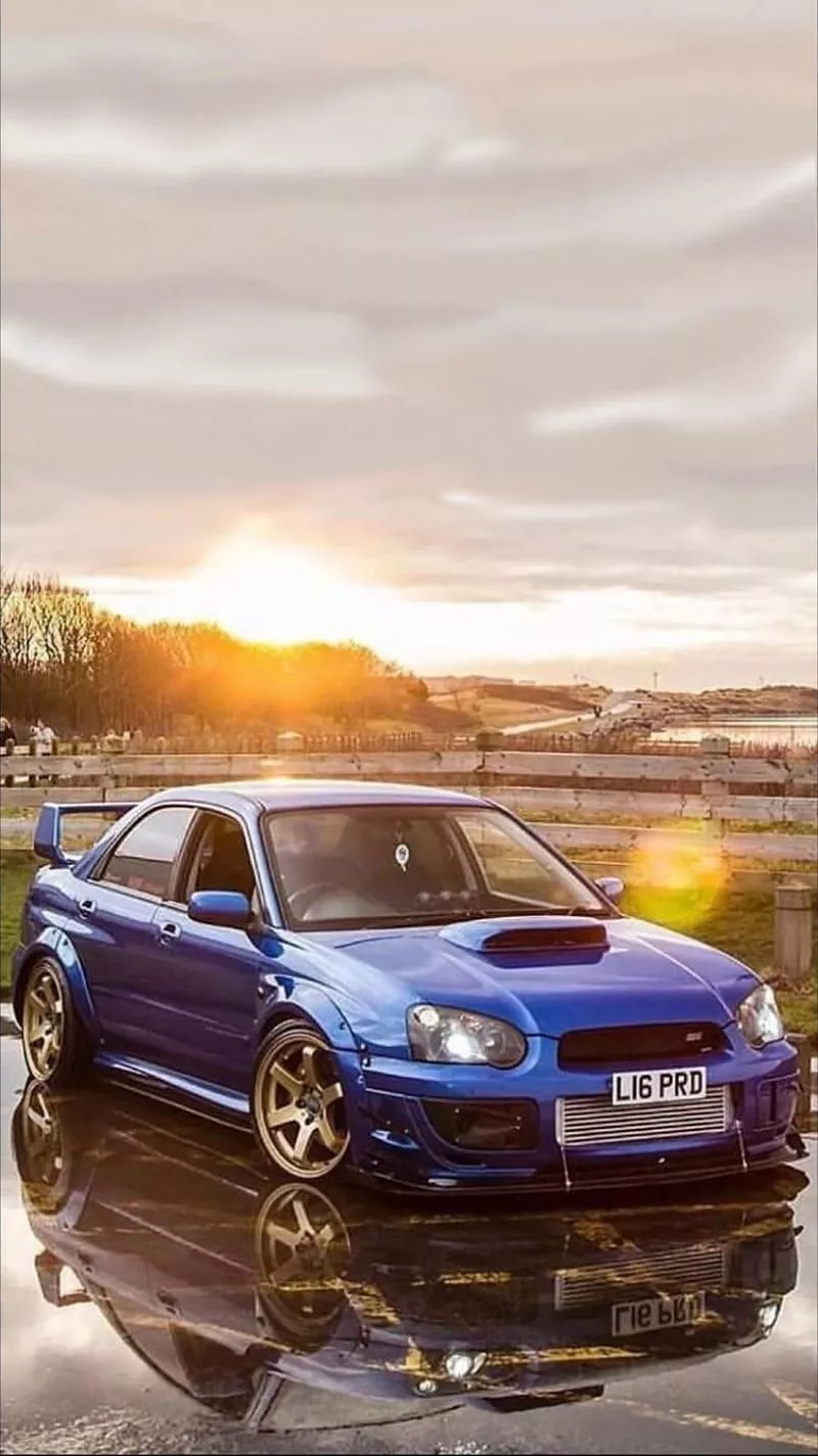 Subaru STi, blue, gold, impreza, rally