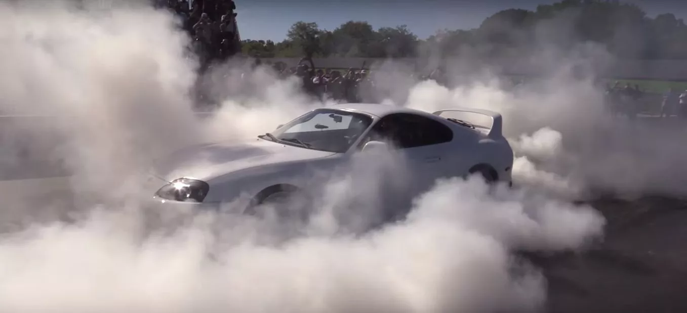 Monster Toyota Supra Burnout Engulfs