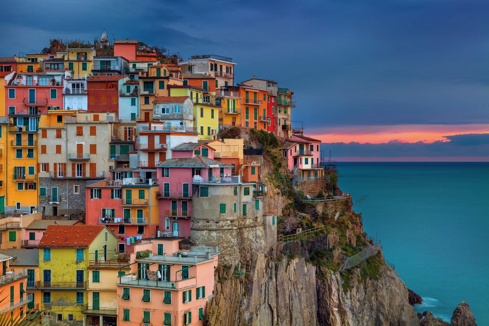 Houses on hill, Italy, Mediterranean
