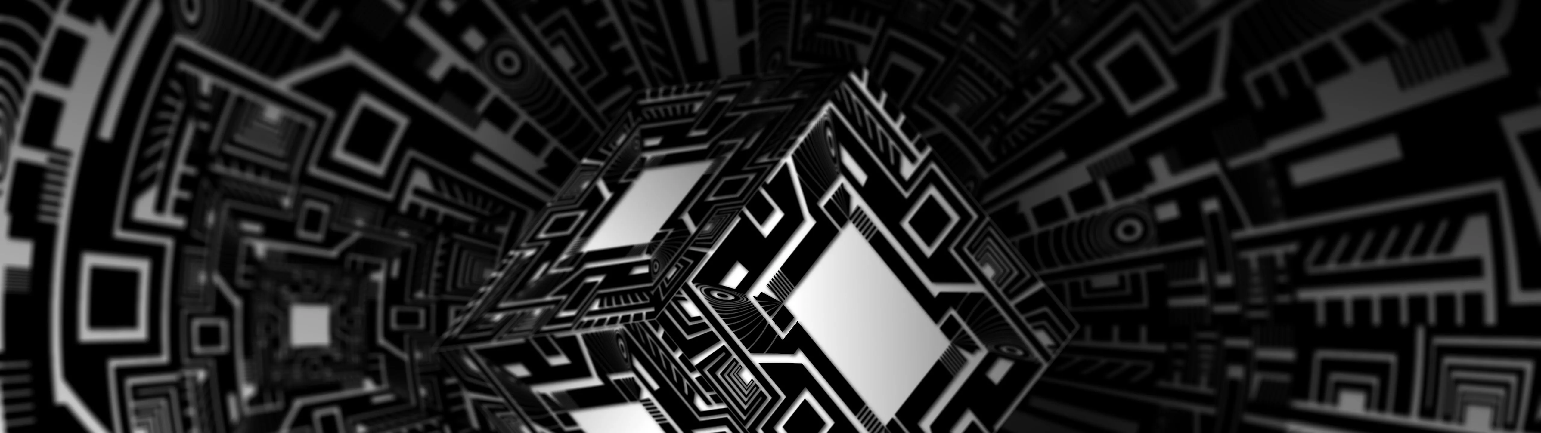 Black Abstract Cube 3D 8K Wallpaper