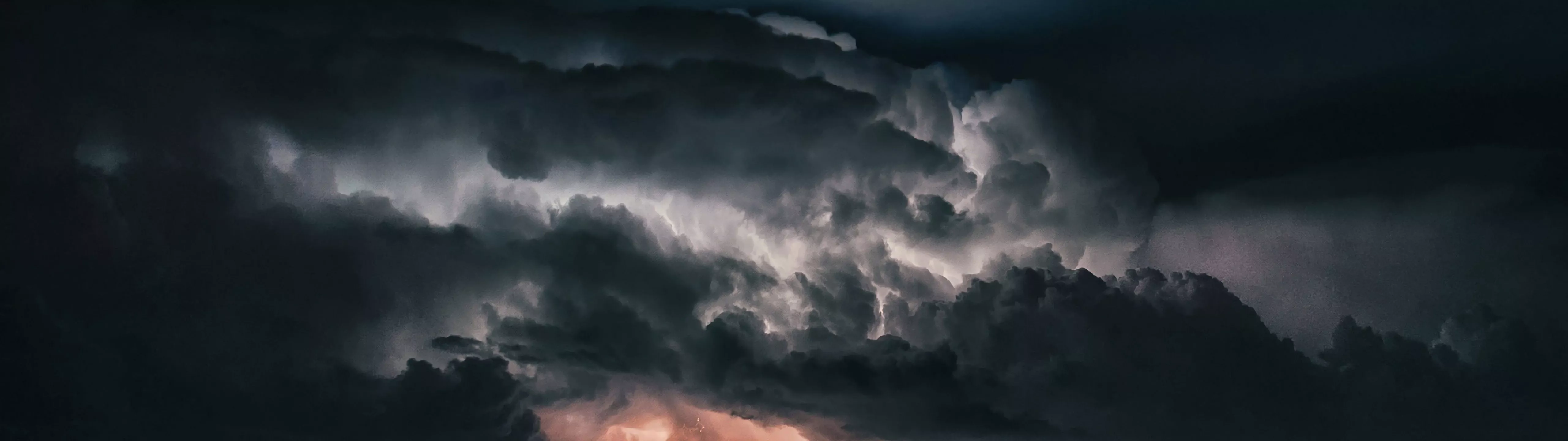 Clouds Thunder Lightning Landscape 4K