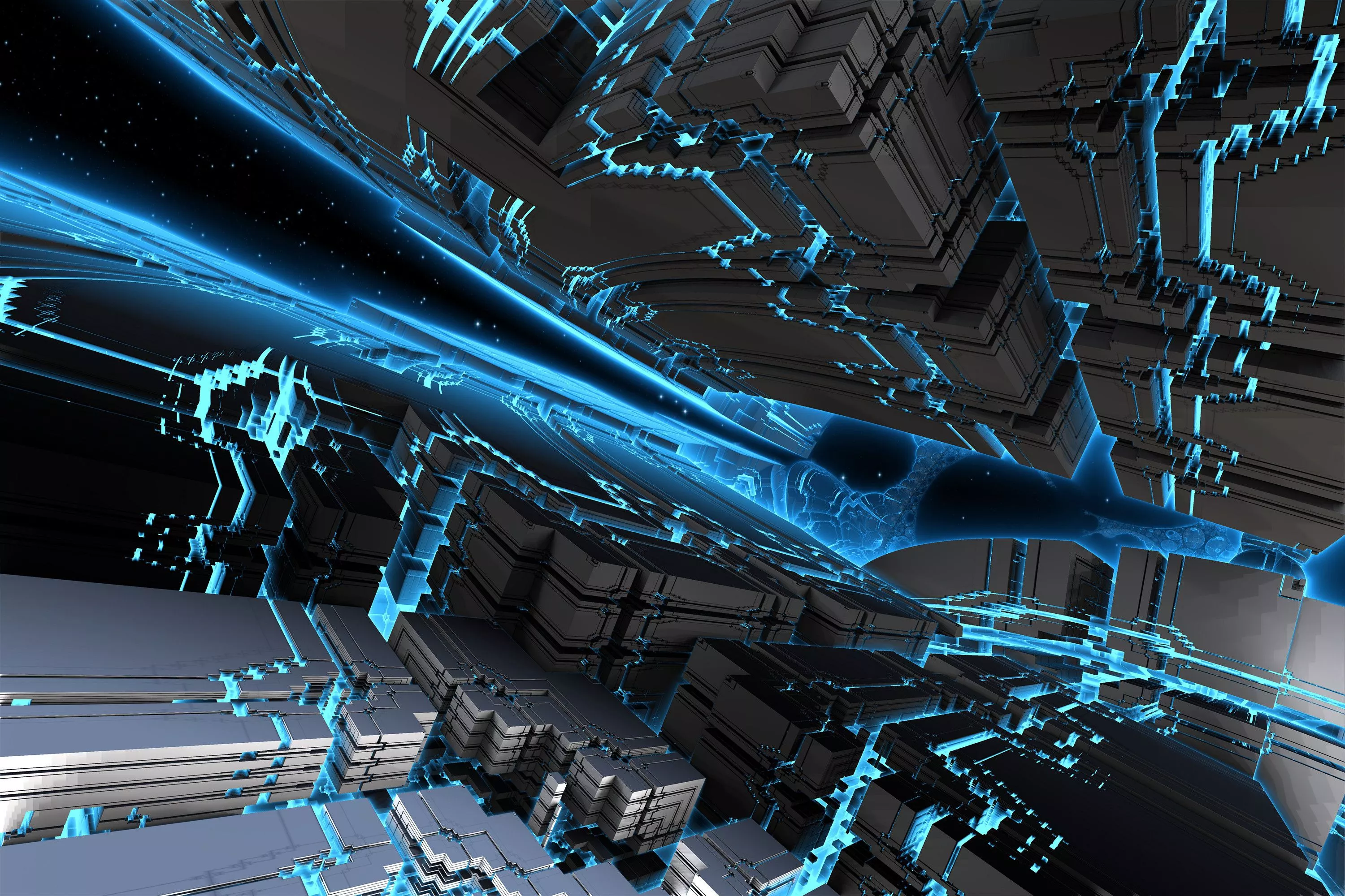 Futuristic Fractal Journey: HD Sci Fi