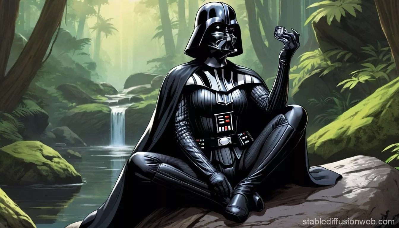 Leia in Darth Vader Mask PVC Suit