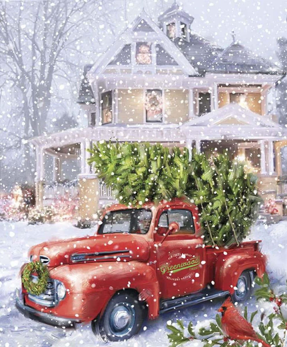 Vintage Truck Christmas Wallpaper