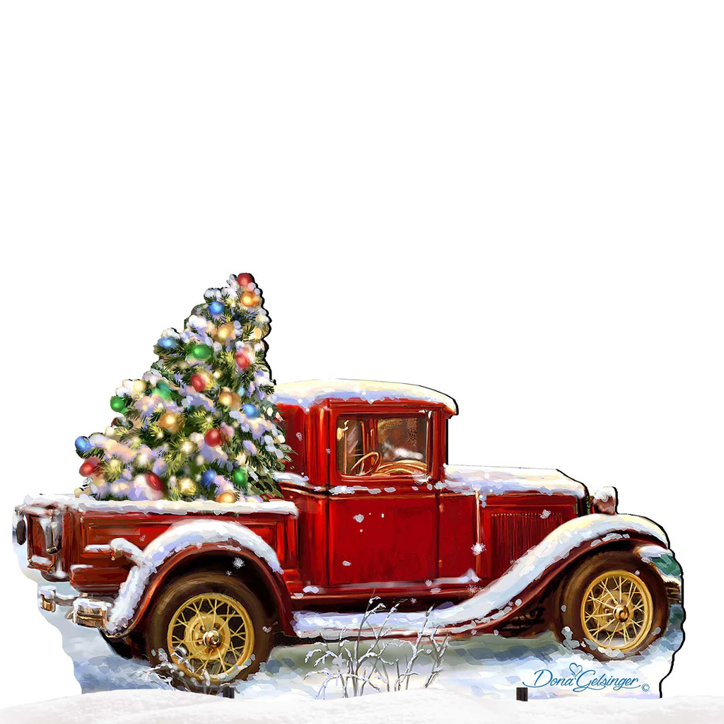 Designocracy Old Fashion Track Christmas Outdoor Yard Sign by D. Gelsinger Christmas Santa Snowman Decor