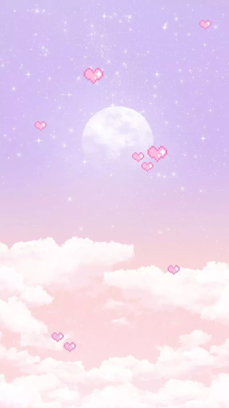 Kawaii, cute, moon, pastel, purple, HD