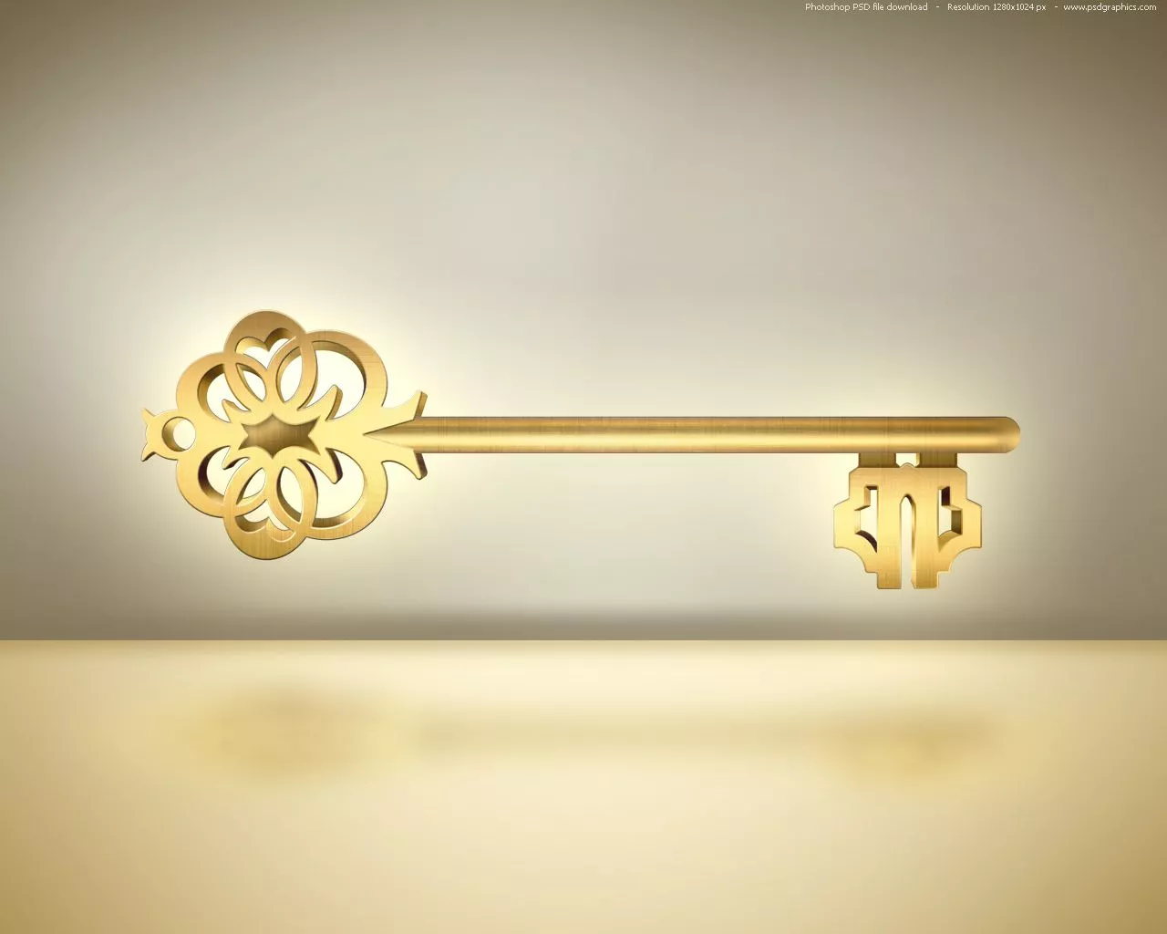 PSD old golden skeleton key