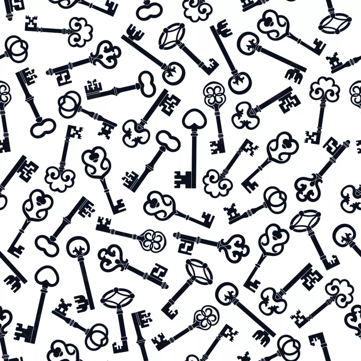 Decorative Old Keys Seamless Pattern